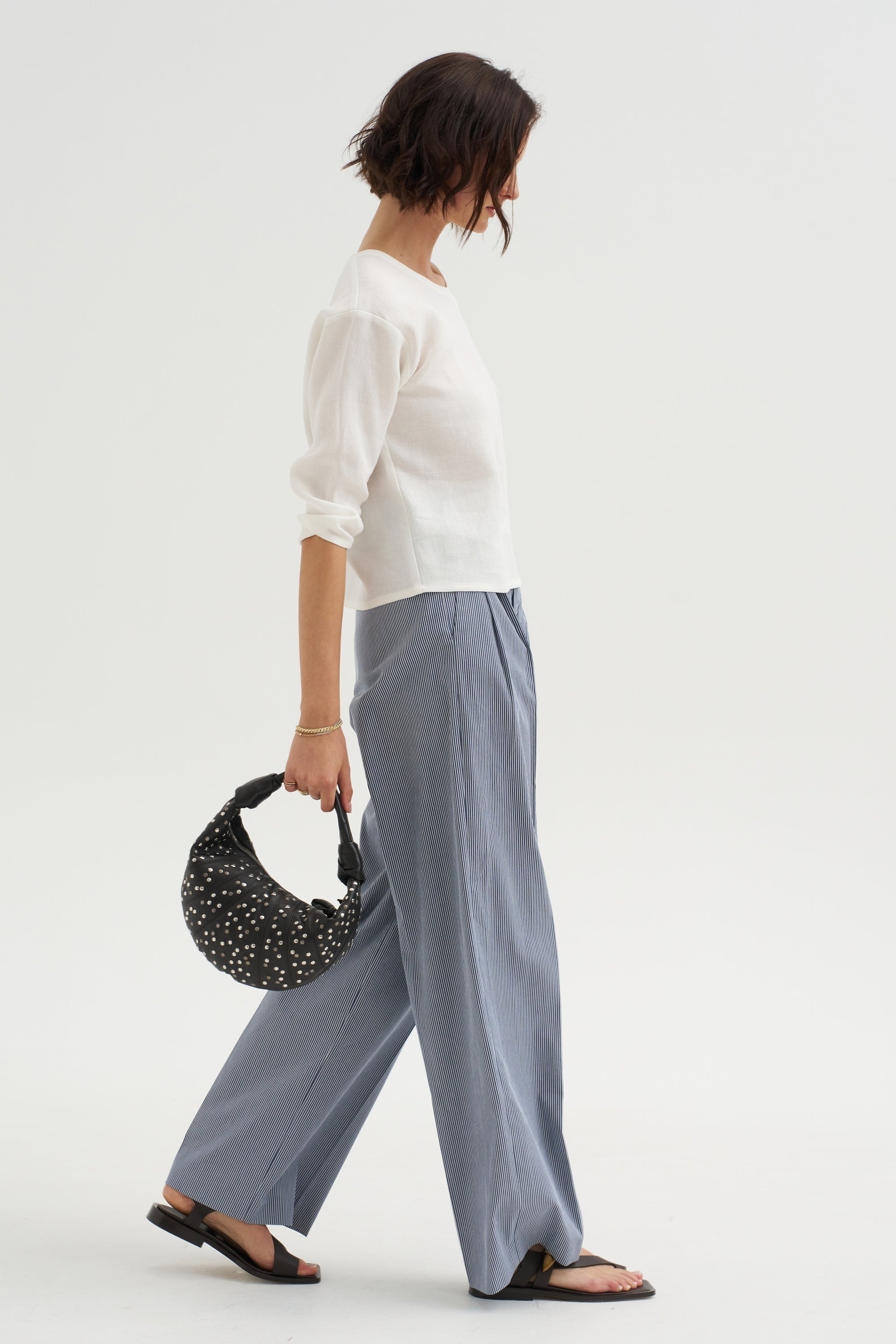 Crepe Suit T-shirt with Pocket, White