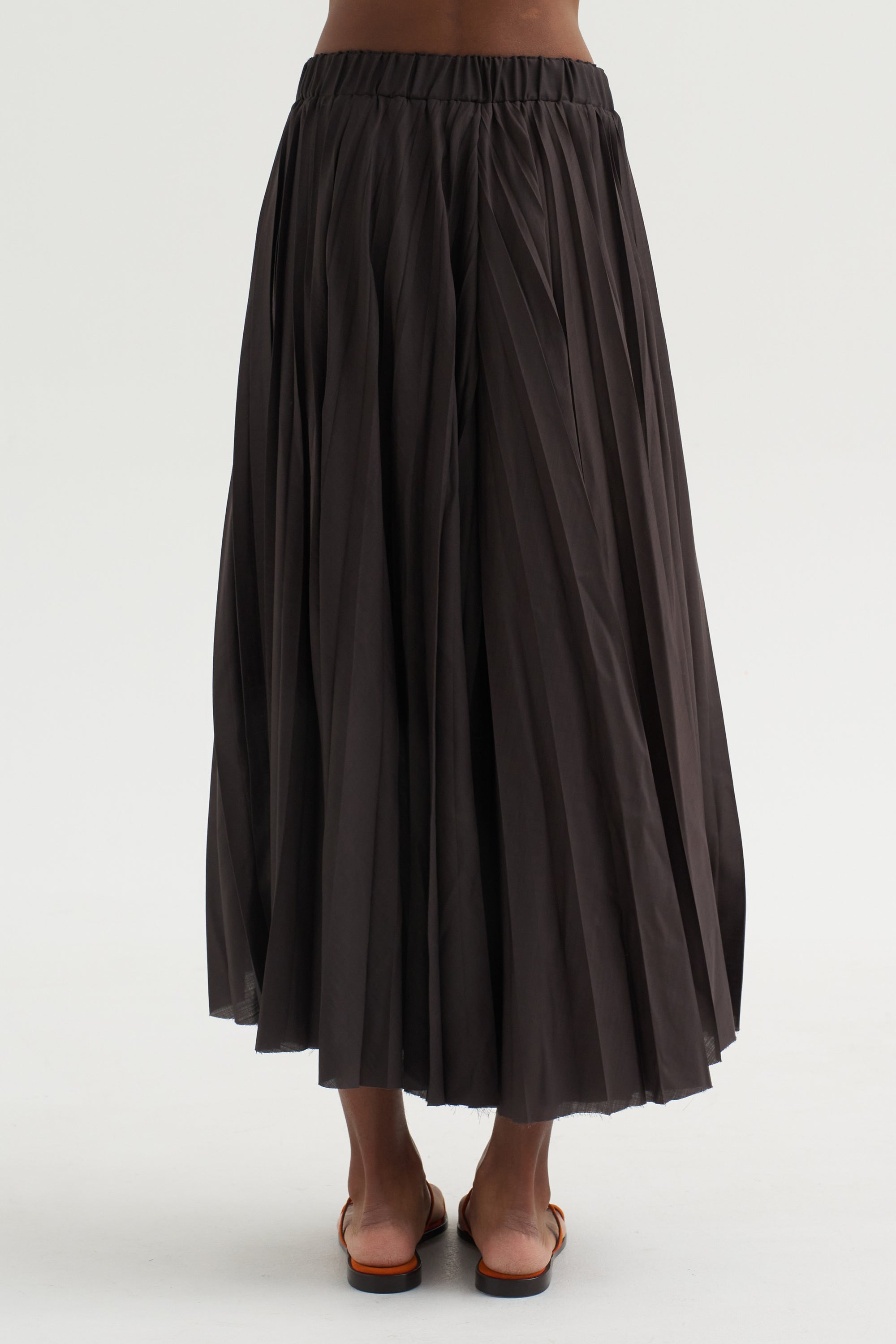 Pleated Pants Voile, Ebano