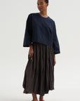 Pleated Pants Voile, Ebano