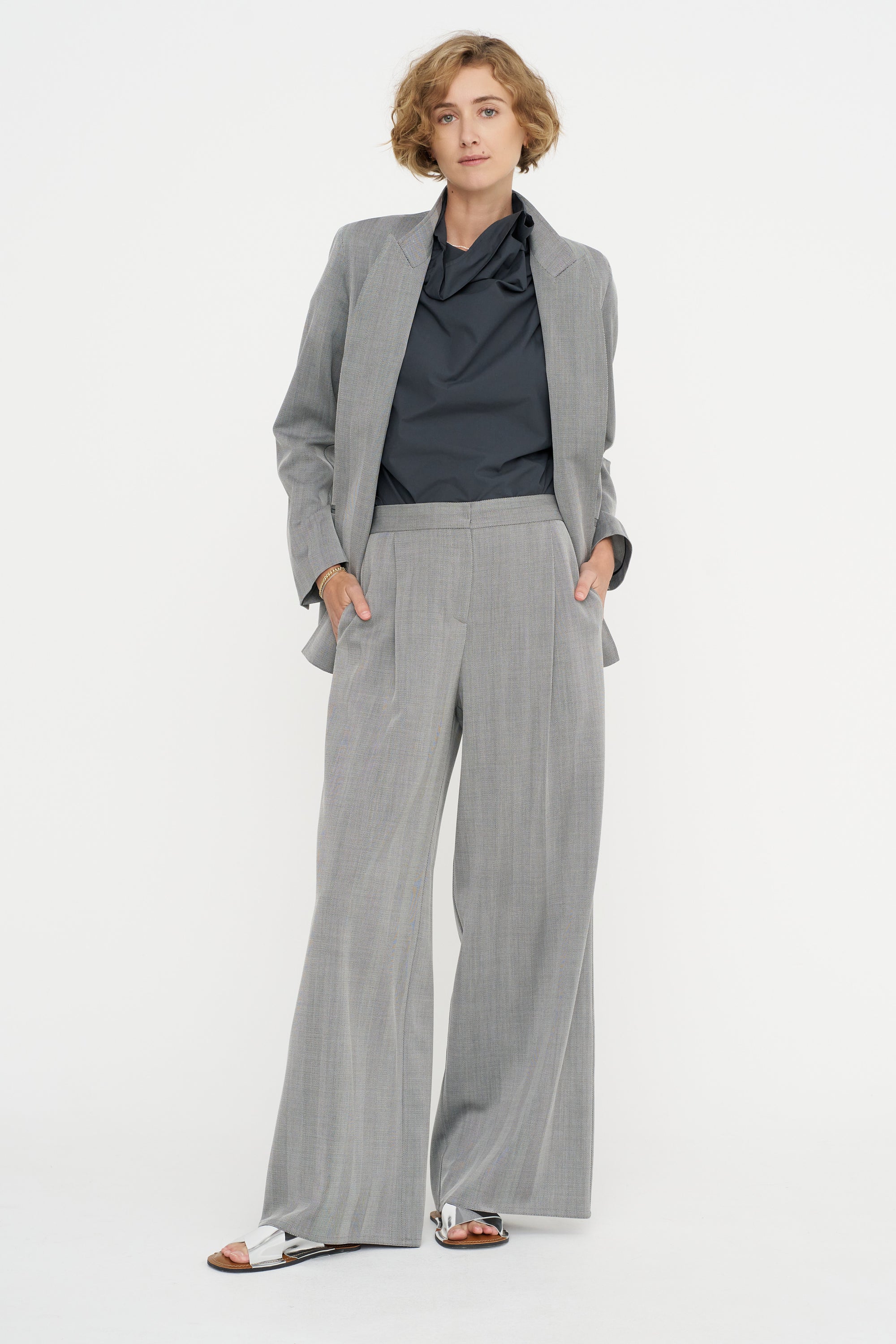 Full Pants - Fischgrat, Silver Grey