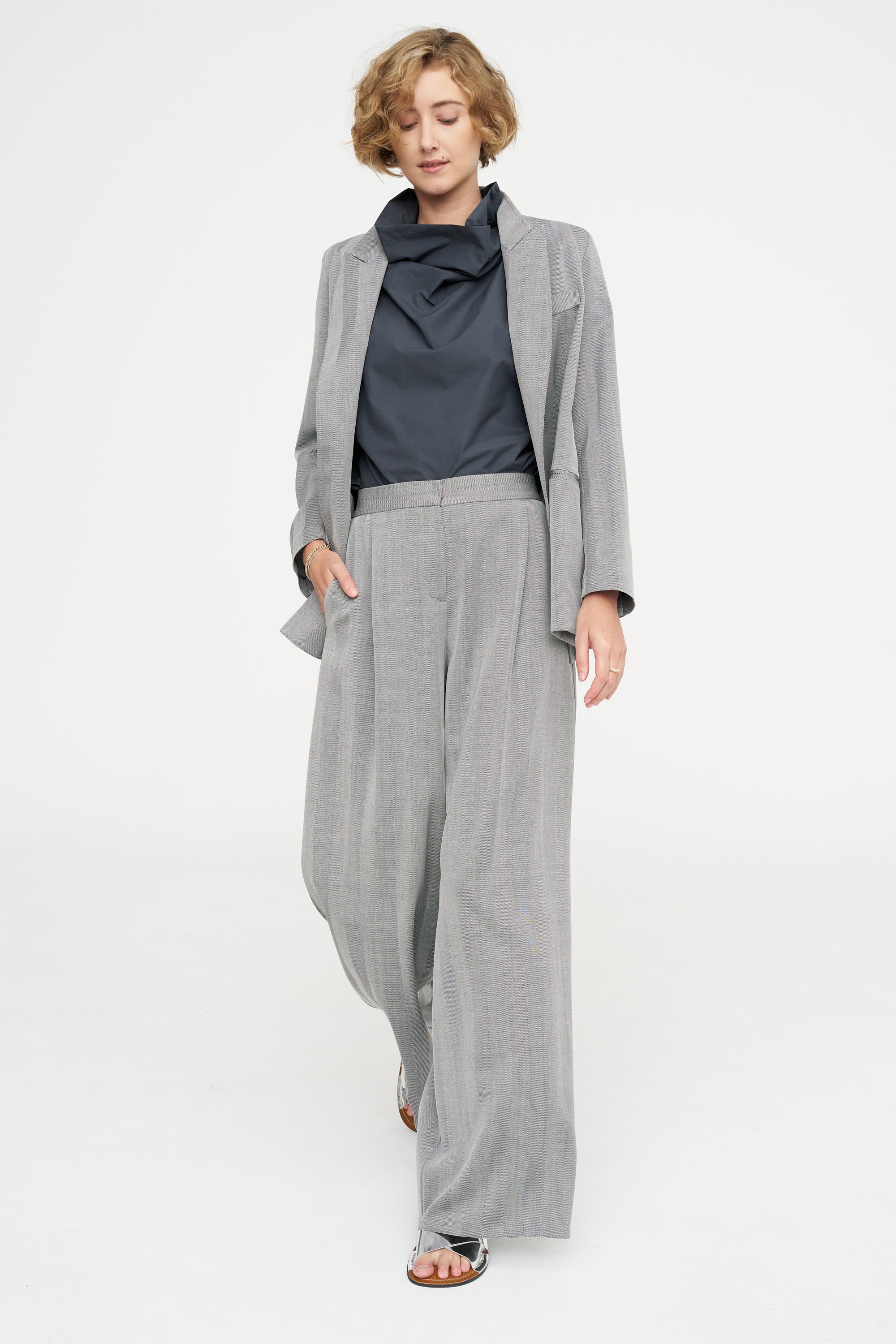 Full Pants - Fischgrat, Silver Grey
