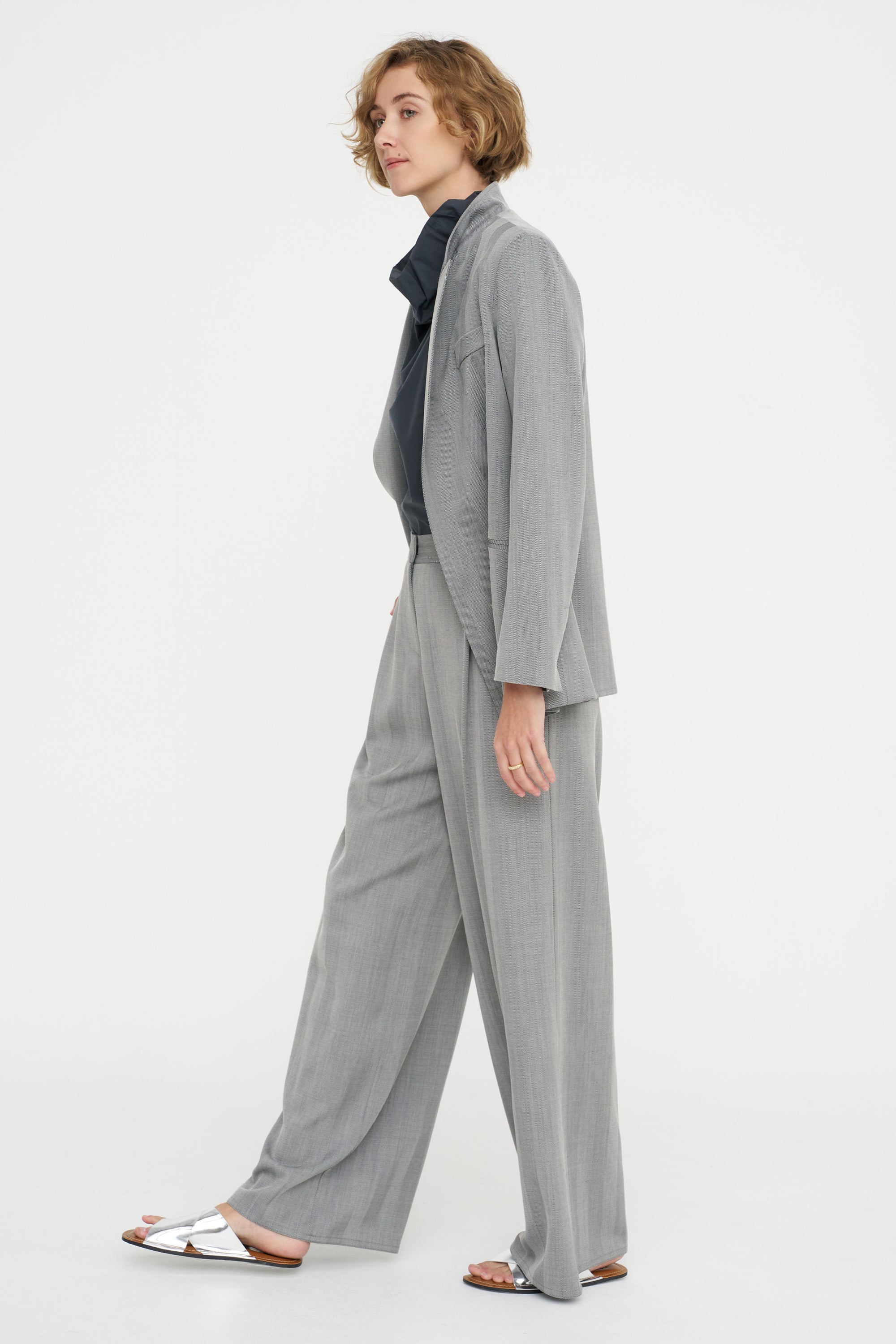 Full Pants - Fischgrat, Silver Grey