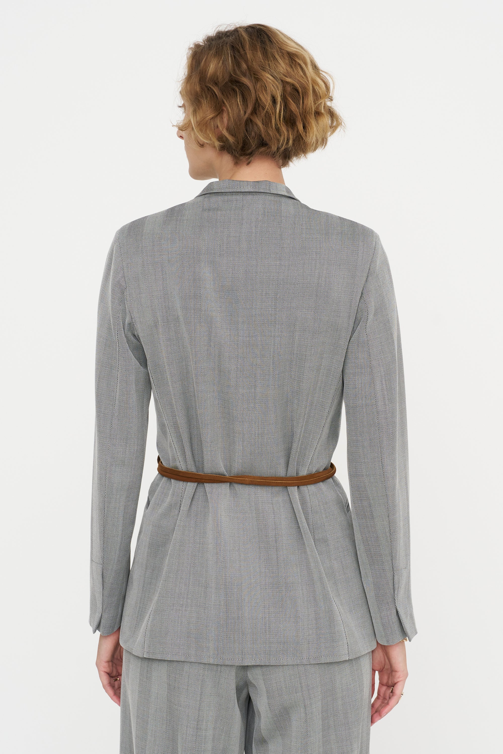 Loose Blazer - Fischgrat, Silver Grey