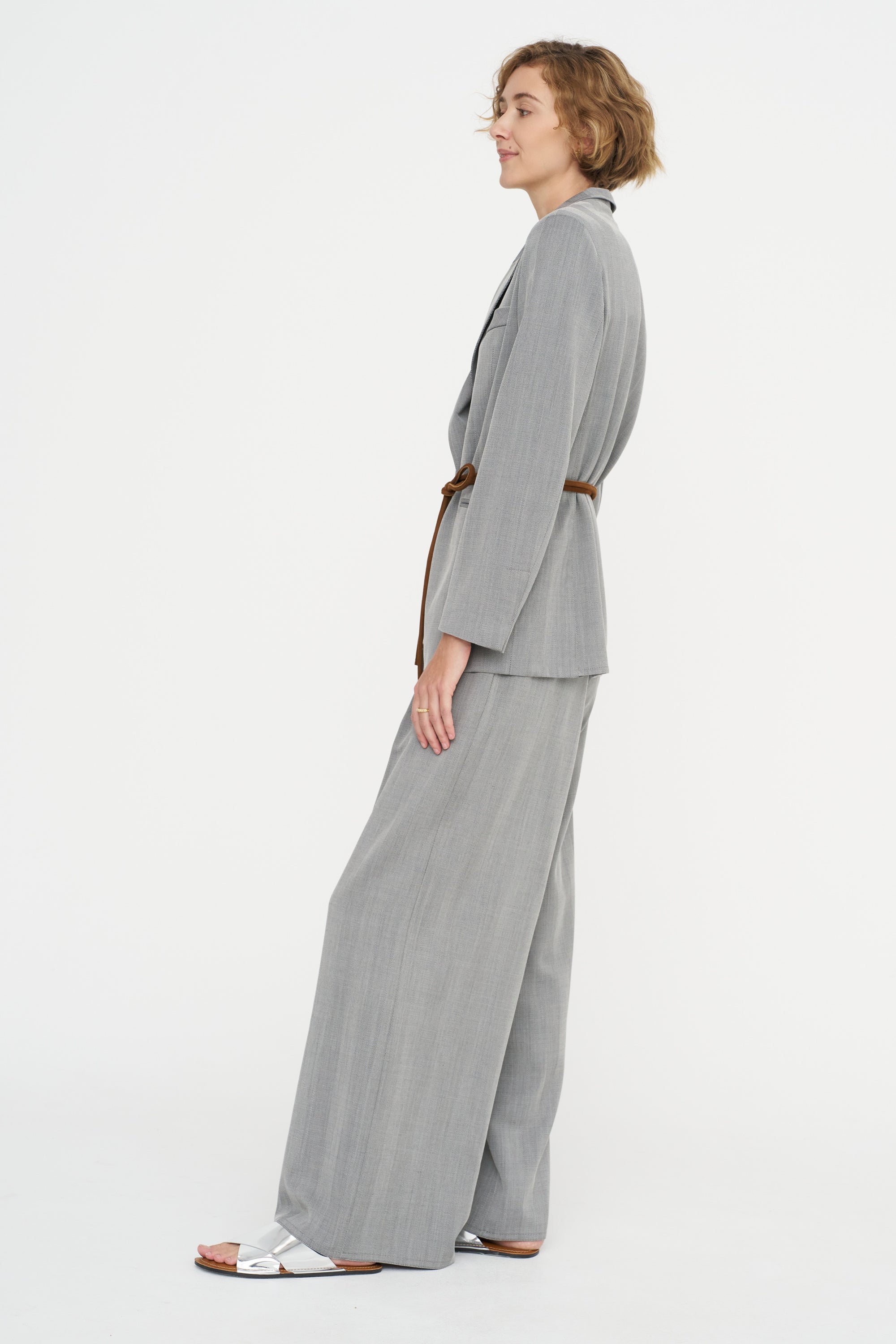 Loose Blazer - Fischgrat, Silver Grey