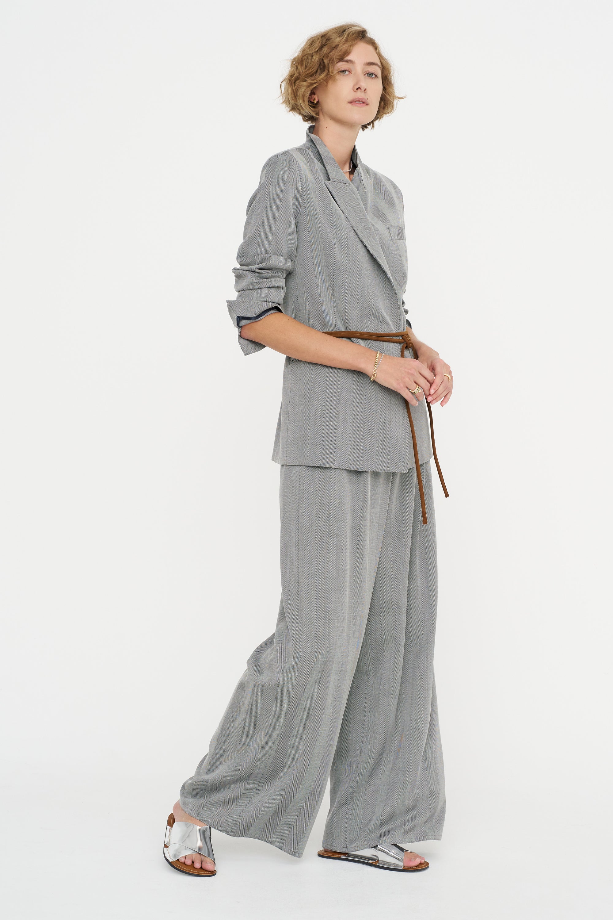 Loose Blazer - Fischgrat, Silver Grey