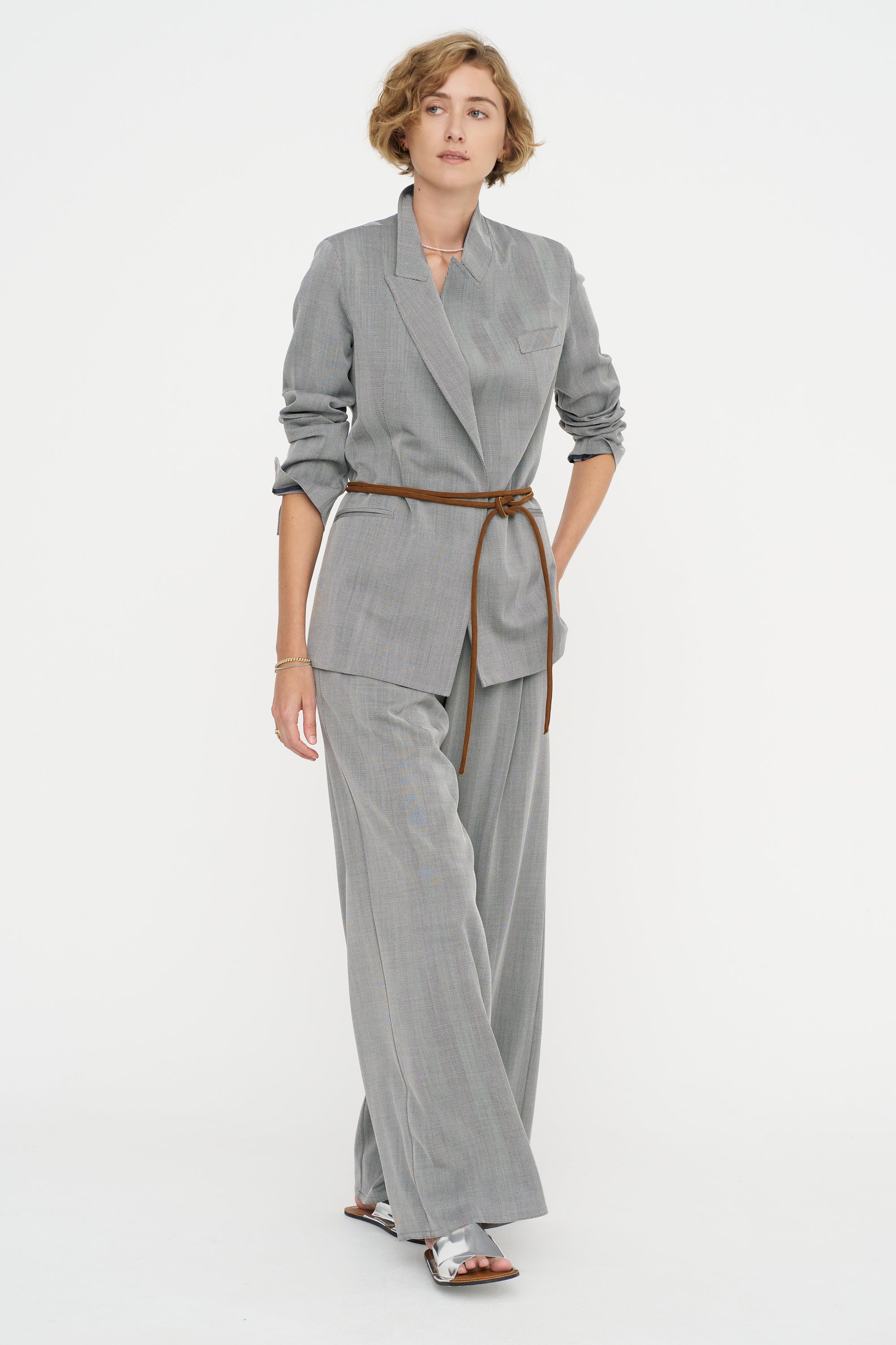 Loose Blazer - Fischgrat, Silver Grey