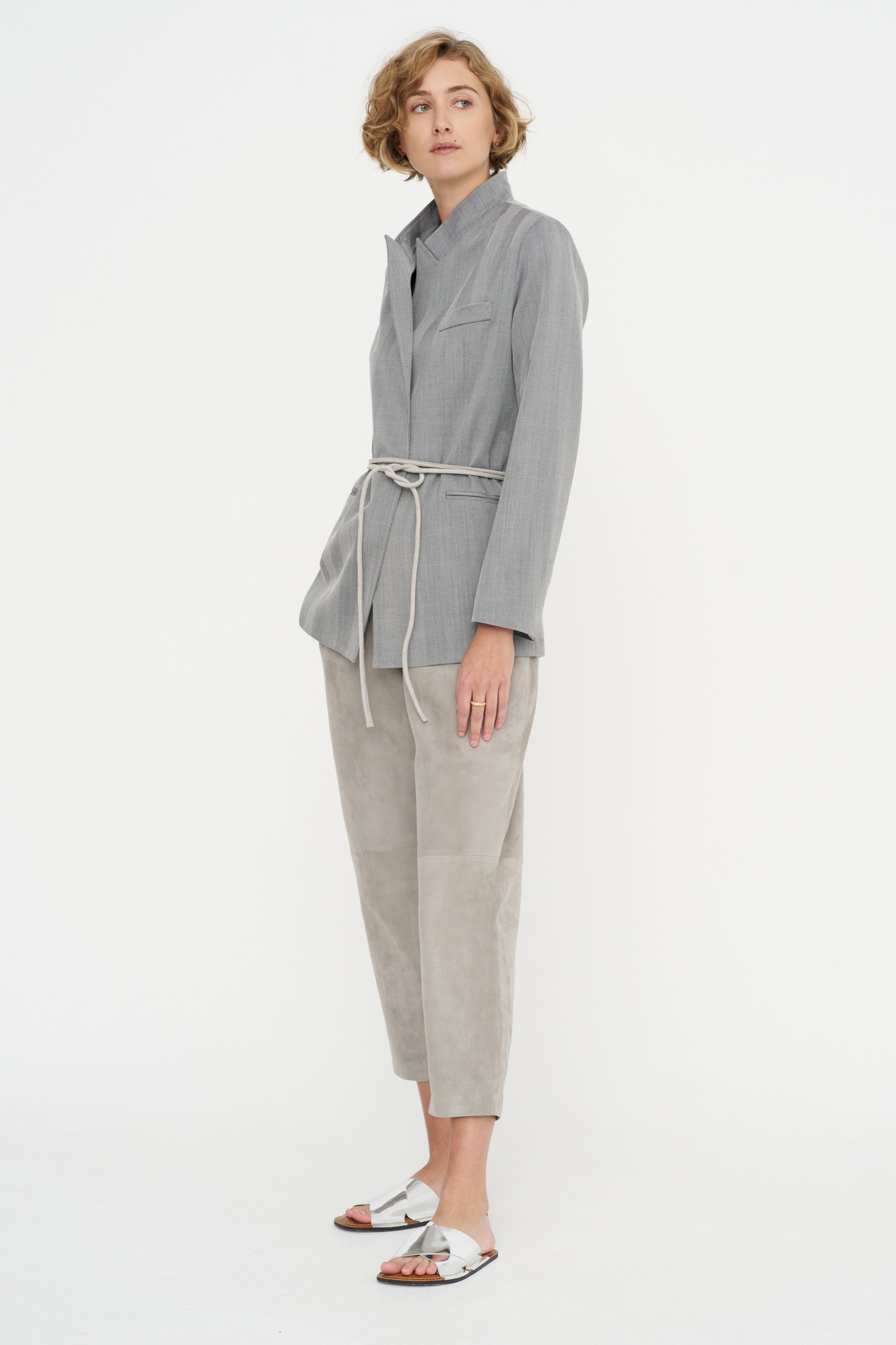 Carrot Pants - Suede, Silver Grey