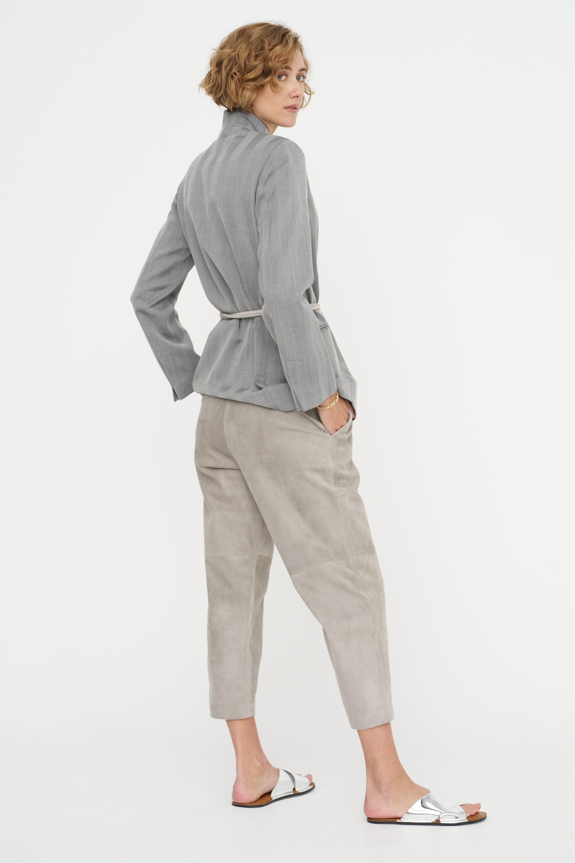 Carrot Pants - Suede, Silver Grey