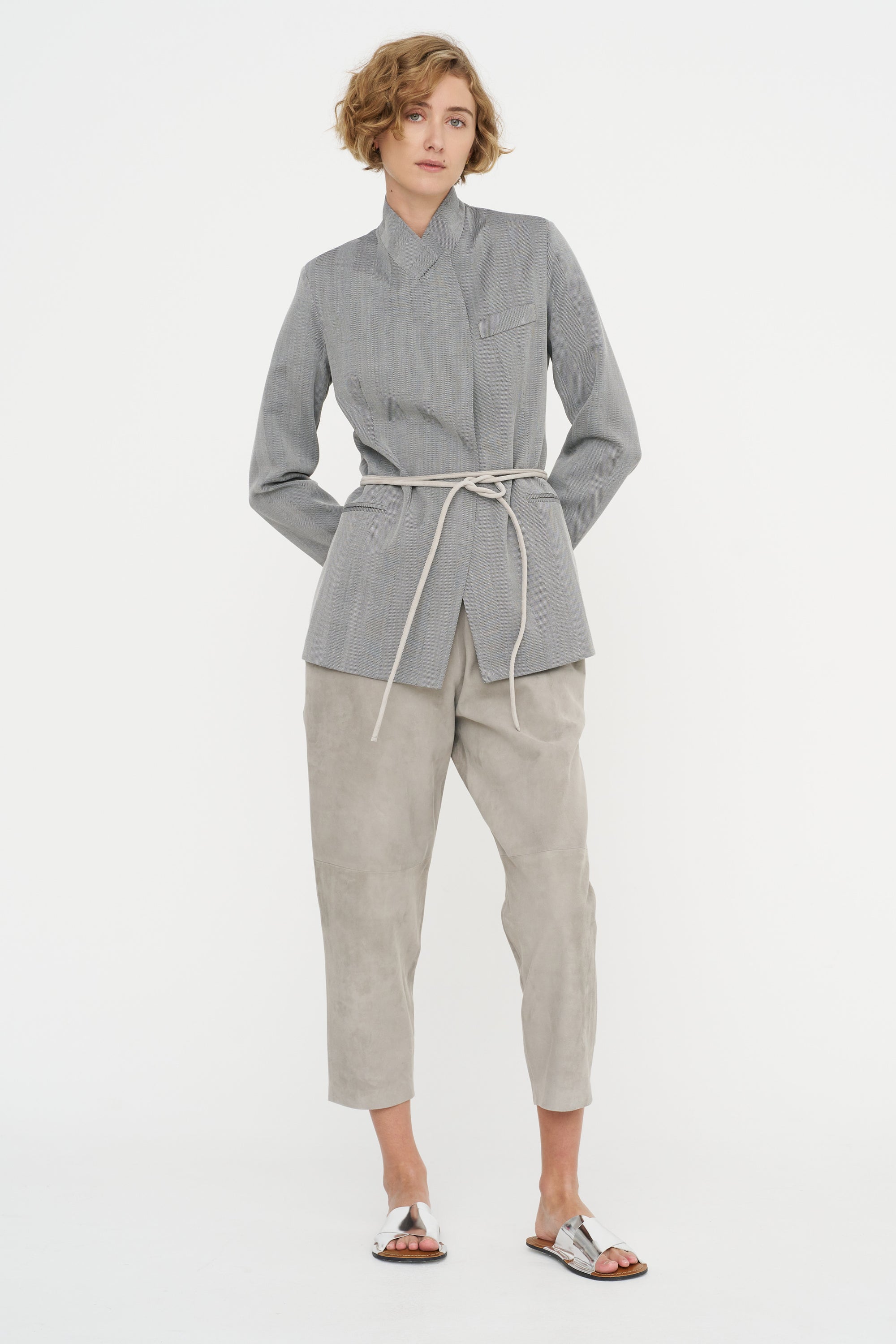 Carrot Pants - Suede, Silver Grey