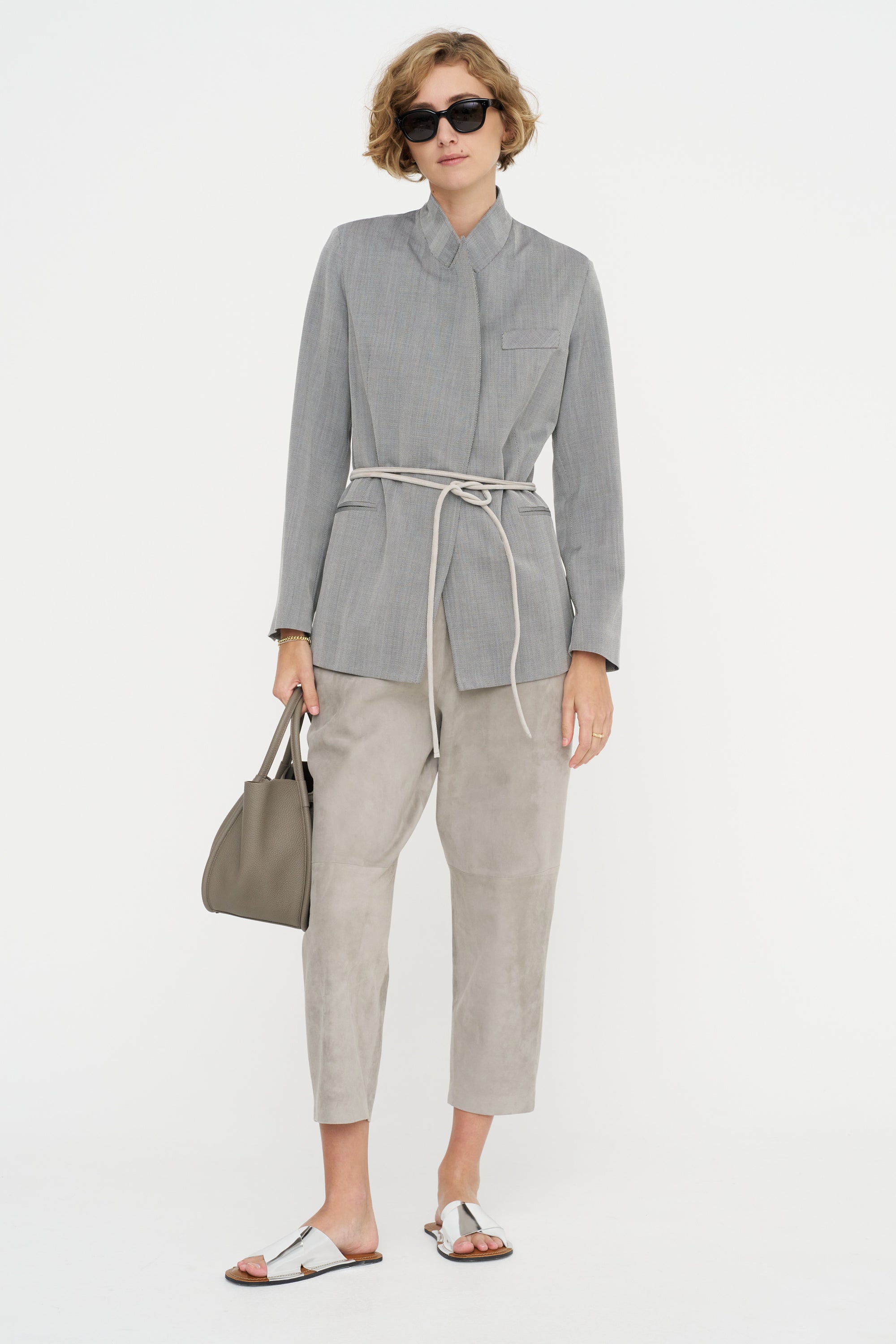 Carrot Pants - Suede, Silver Grey