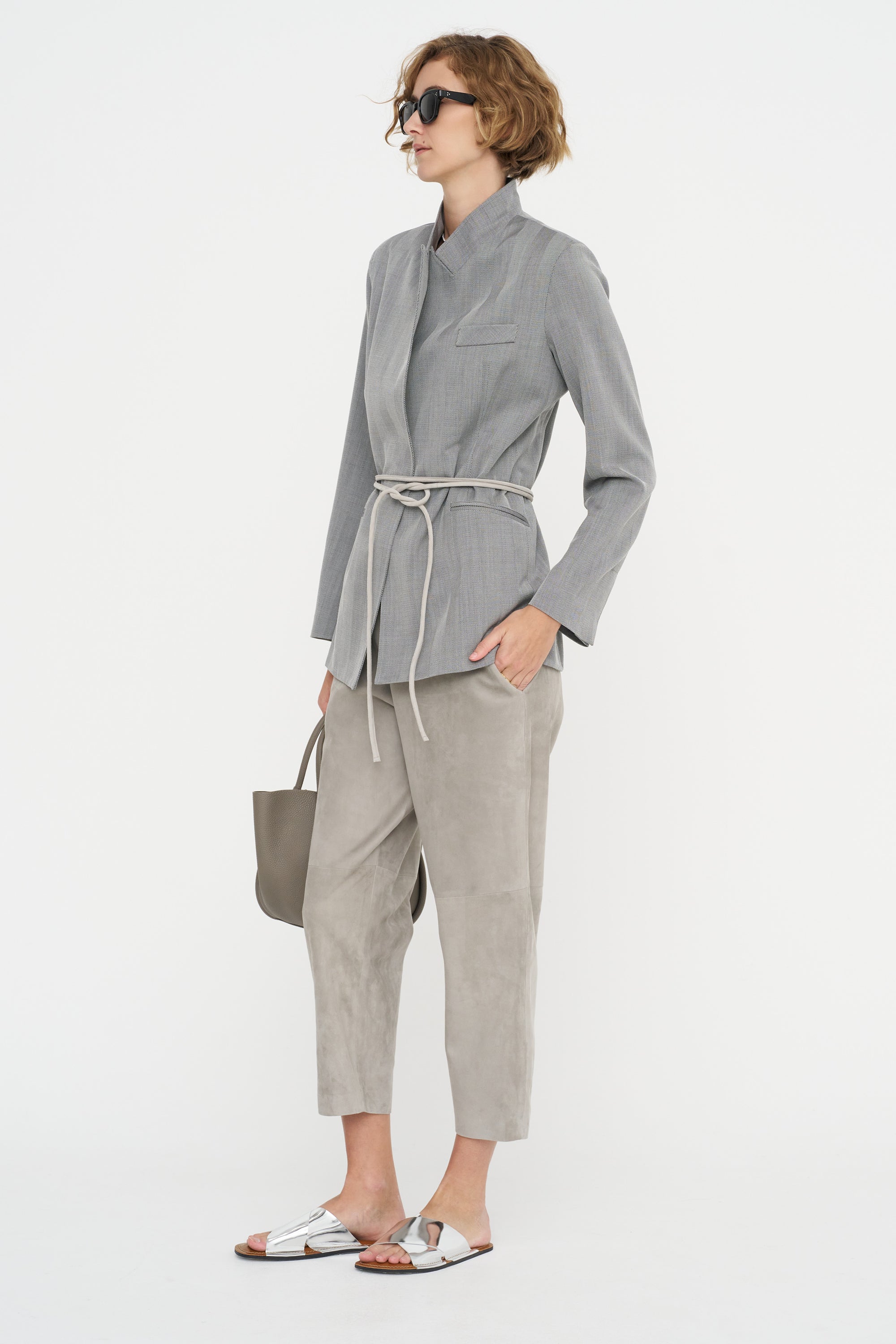 Carrot Pants - Suede, Silver Grey