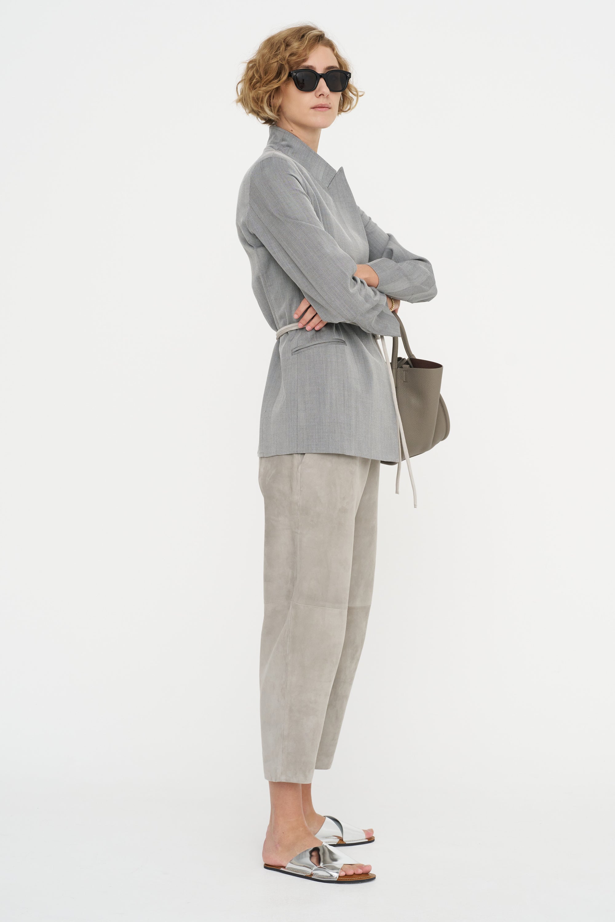 Carrot Pants - Suede, Silver Grey