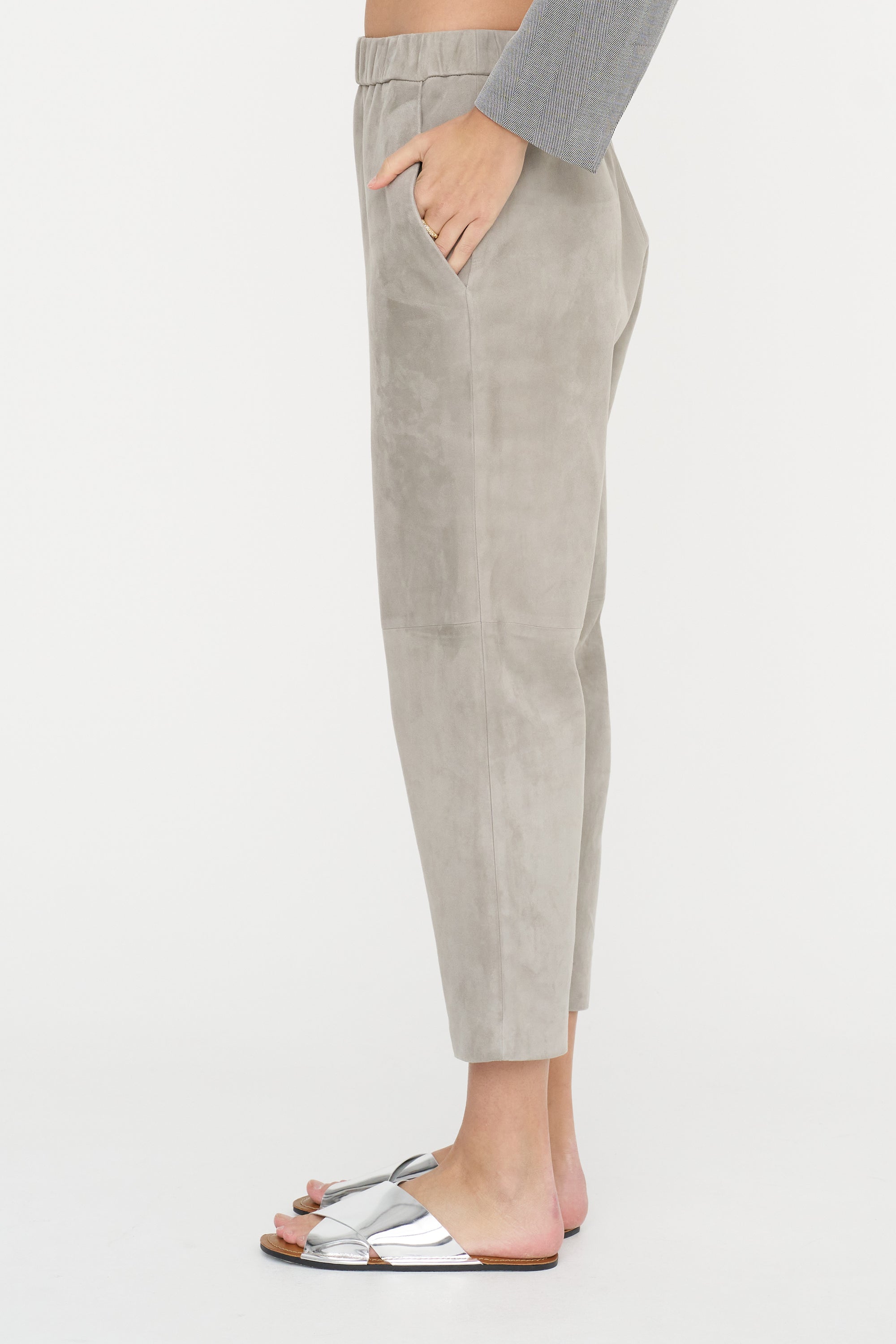 Carrot Pants - Suede, Silver Grey