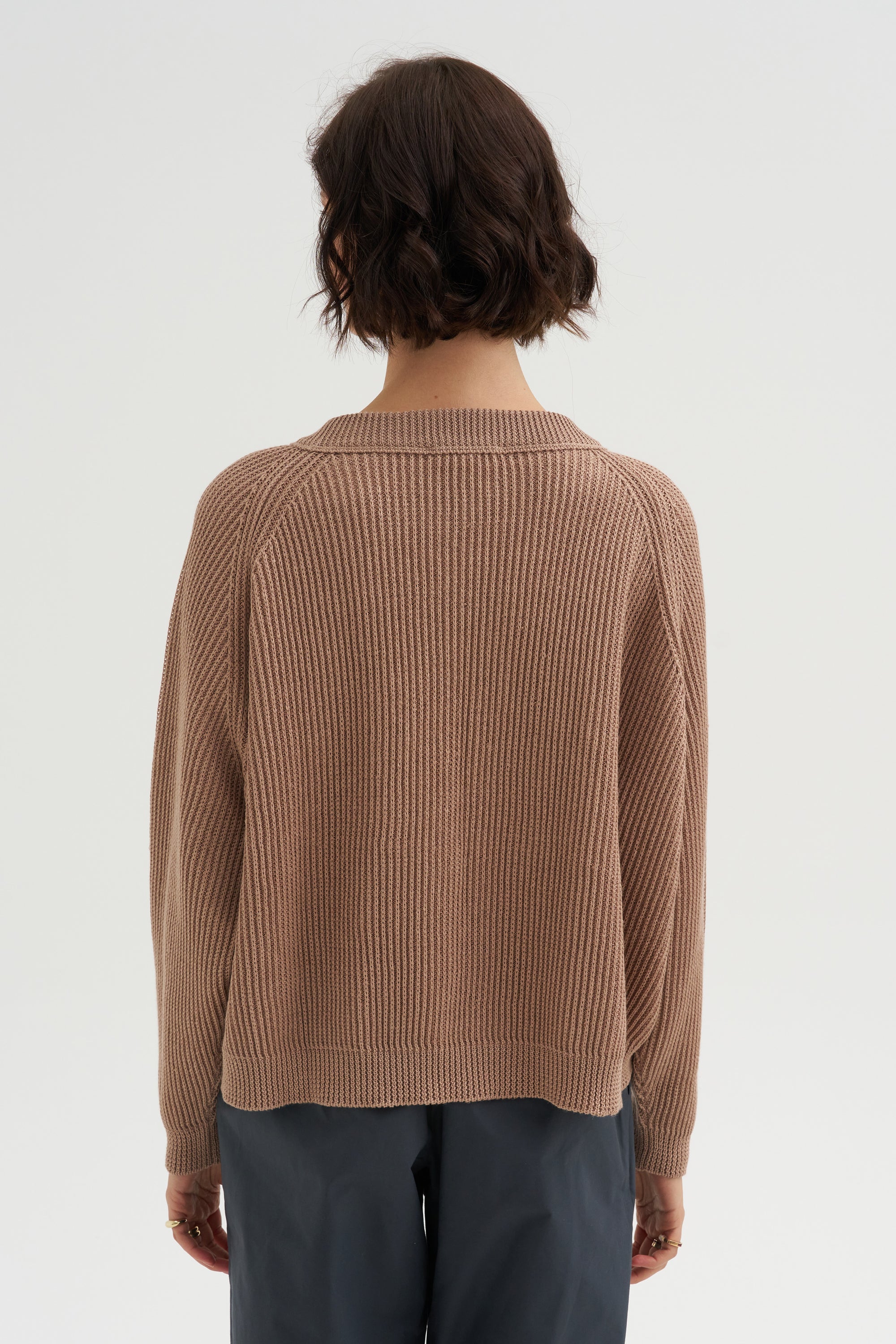 Crew Neck Ribbed Raglan Sweater