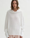 Mock Neck Kimono Sleeve Sweater, White