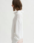 Mock Neck Kimono Sleeve Sweater, White
