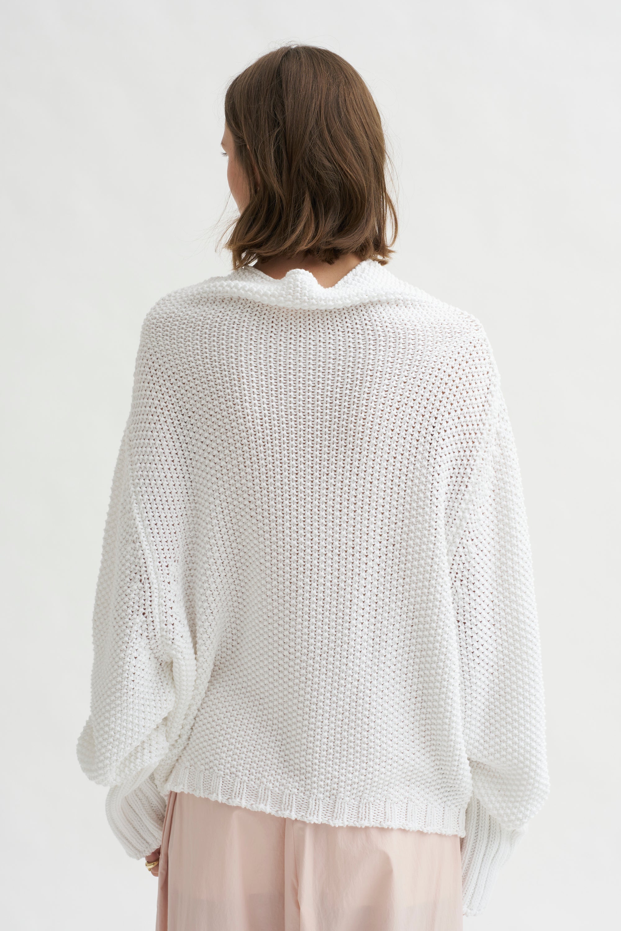 Mock Neck Kimono Sleeve Sweater, White