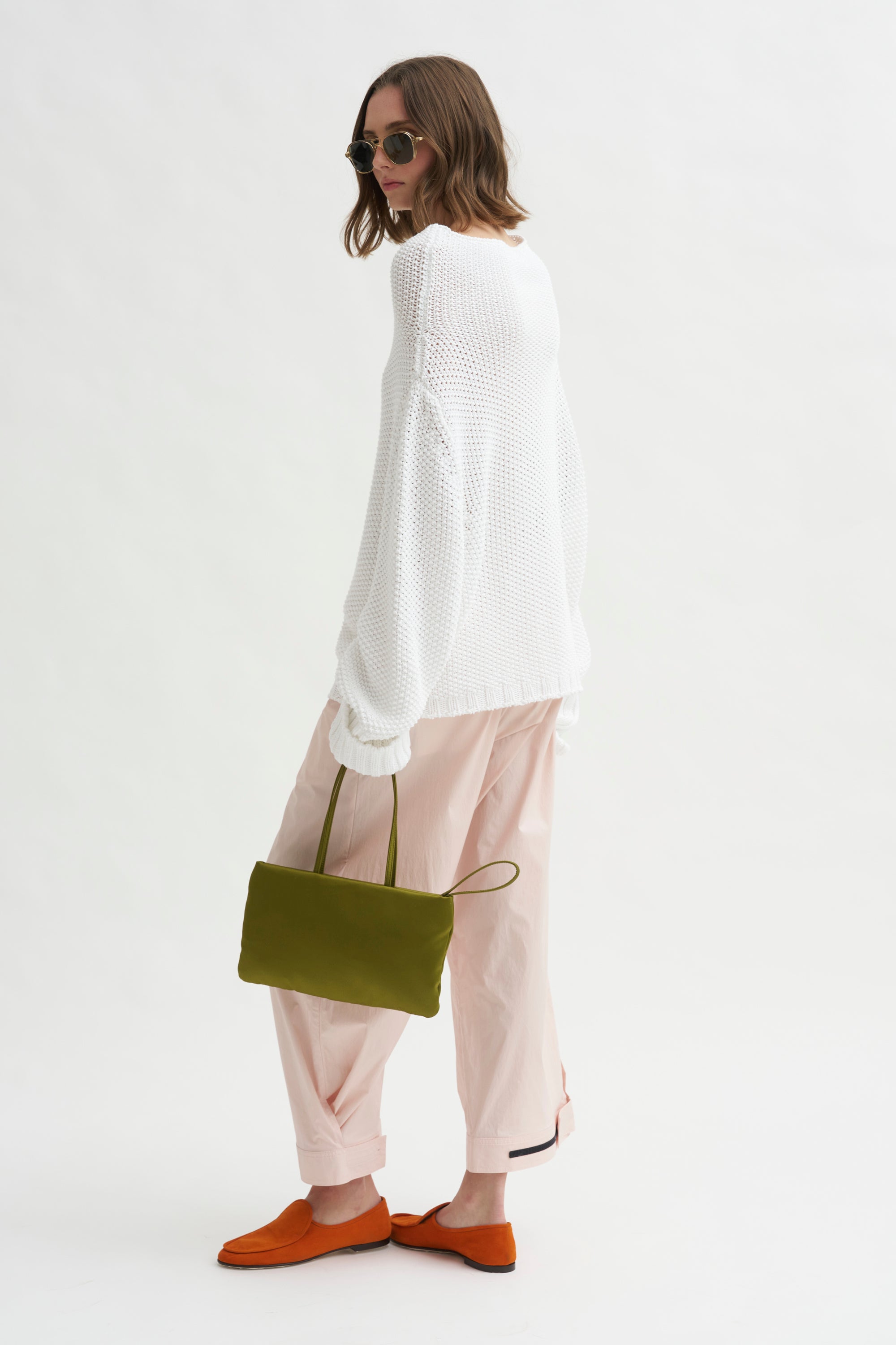 Mock Neck Kimono Sleeve Sweater, White