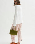 Mock Neck Kimono Sleeve Sweater, White