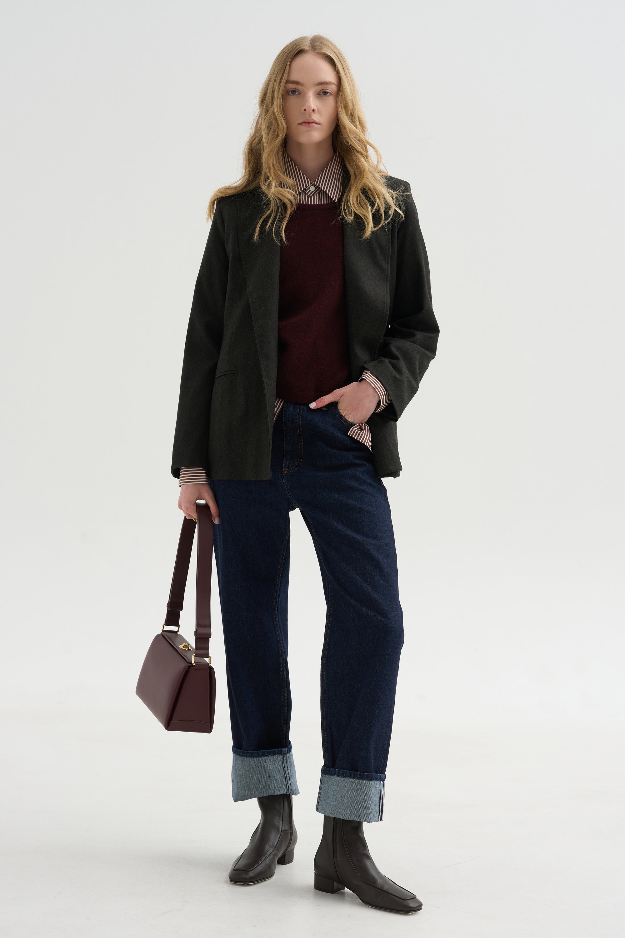 Loose Blazer Flanella, Moss