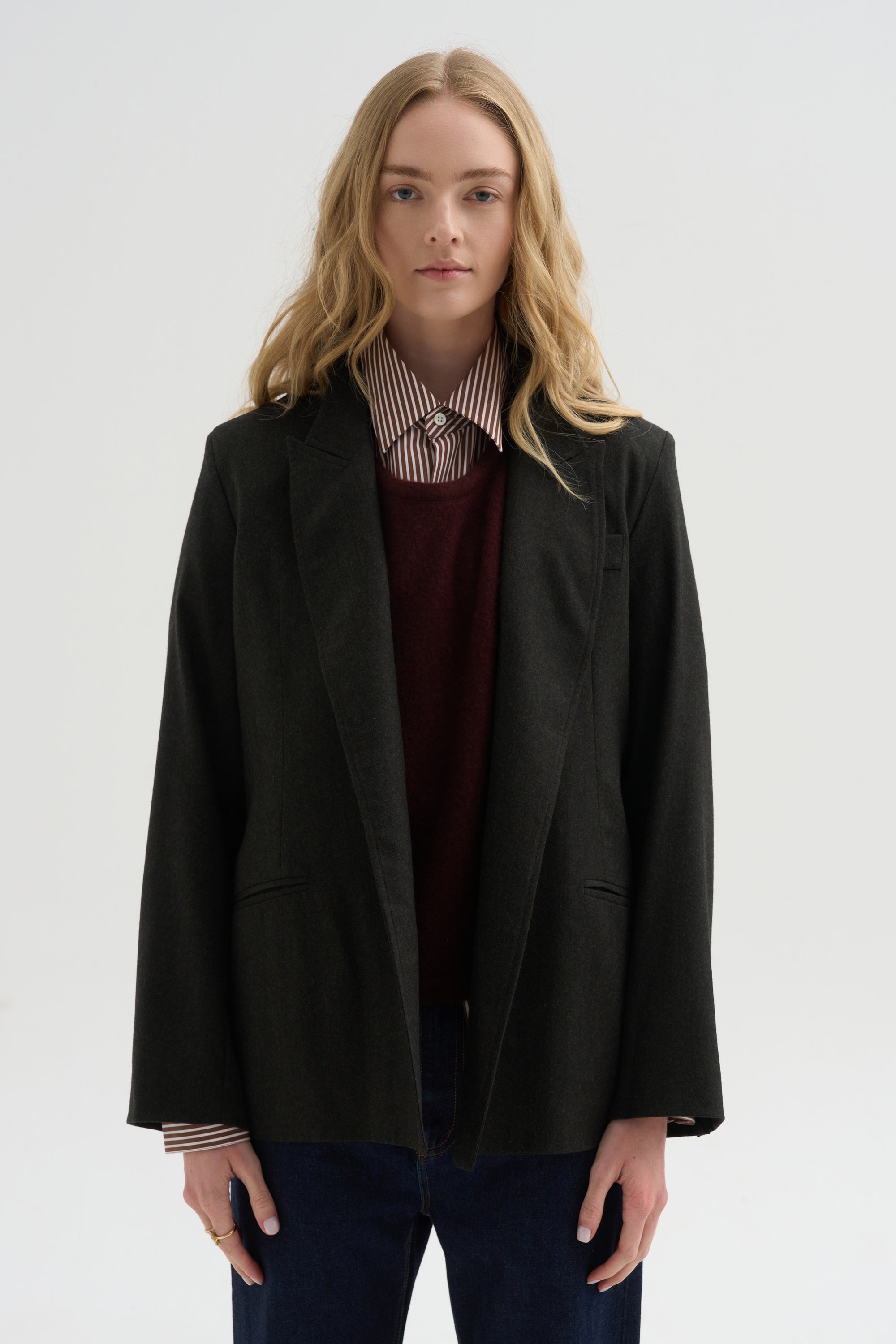 Loose Blazer Flanella, Moss