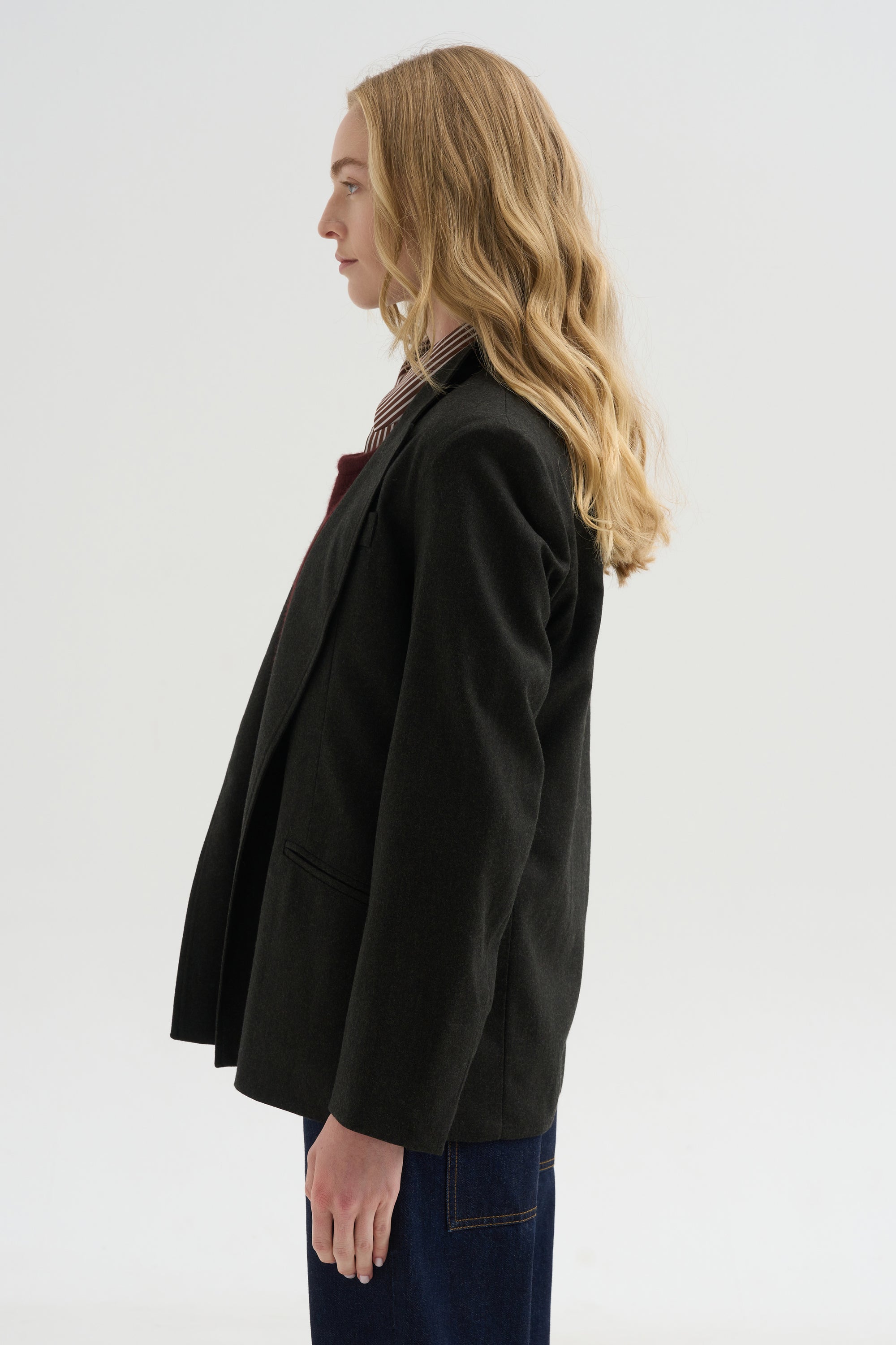 Loose Blazer Flanella, Moss