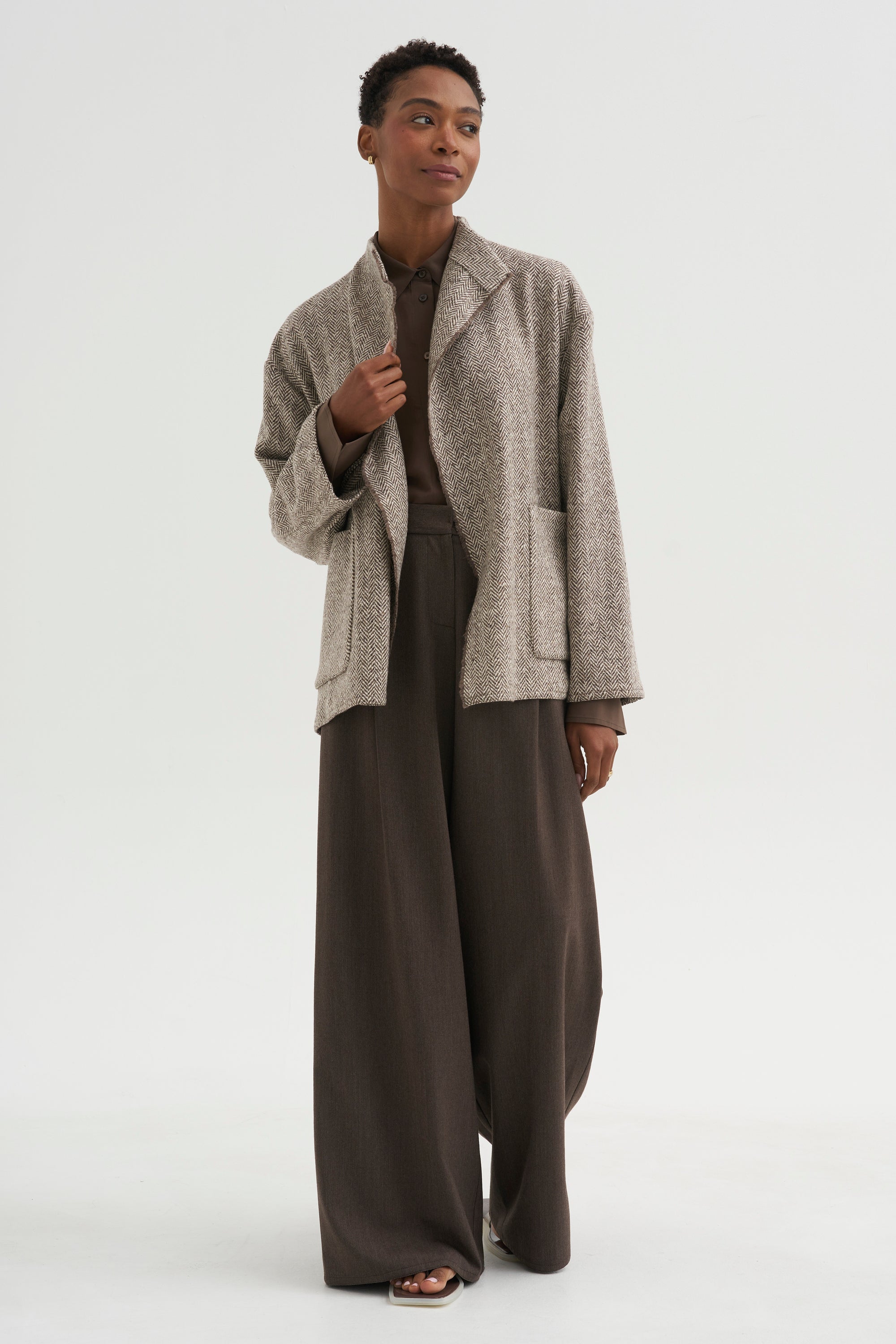 Full Pants - Spigato, Dark Taupe