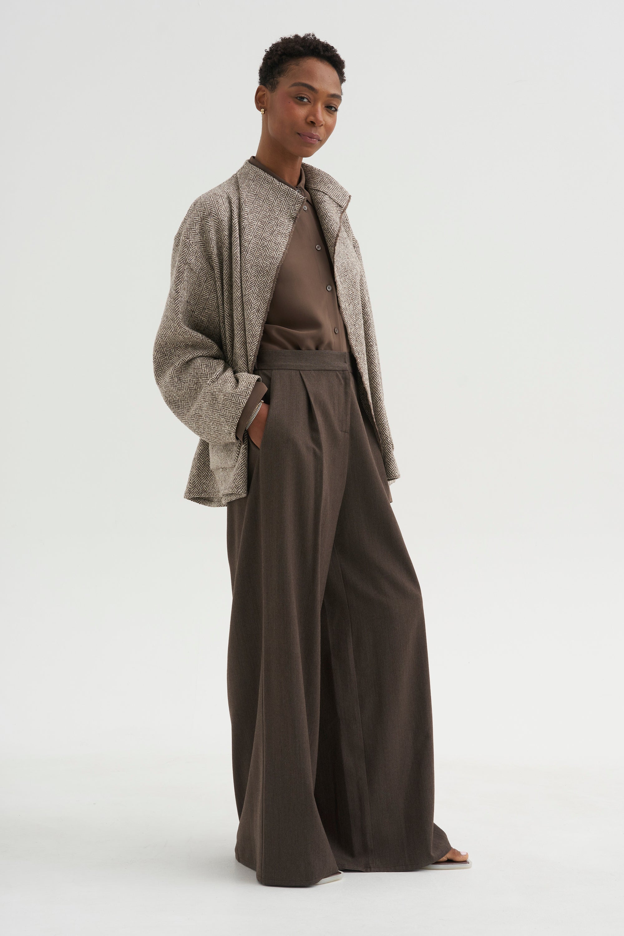 Full Pants - Spigato, Dark Taupe