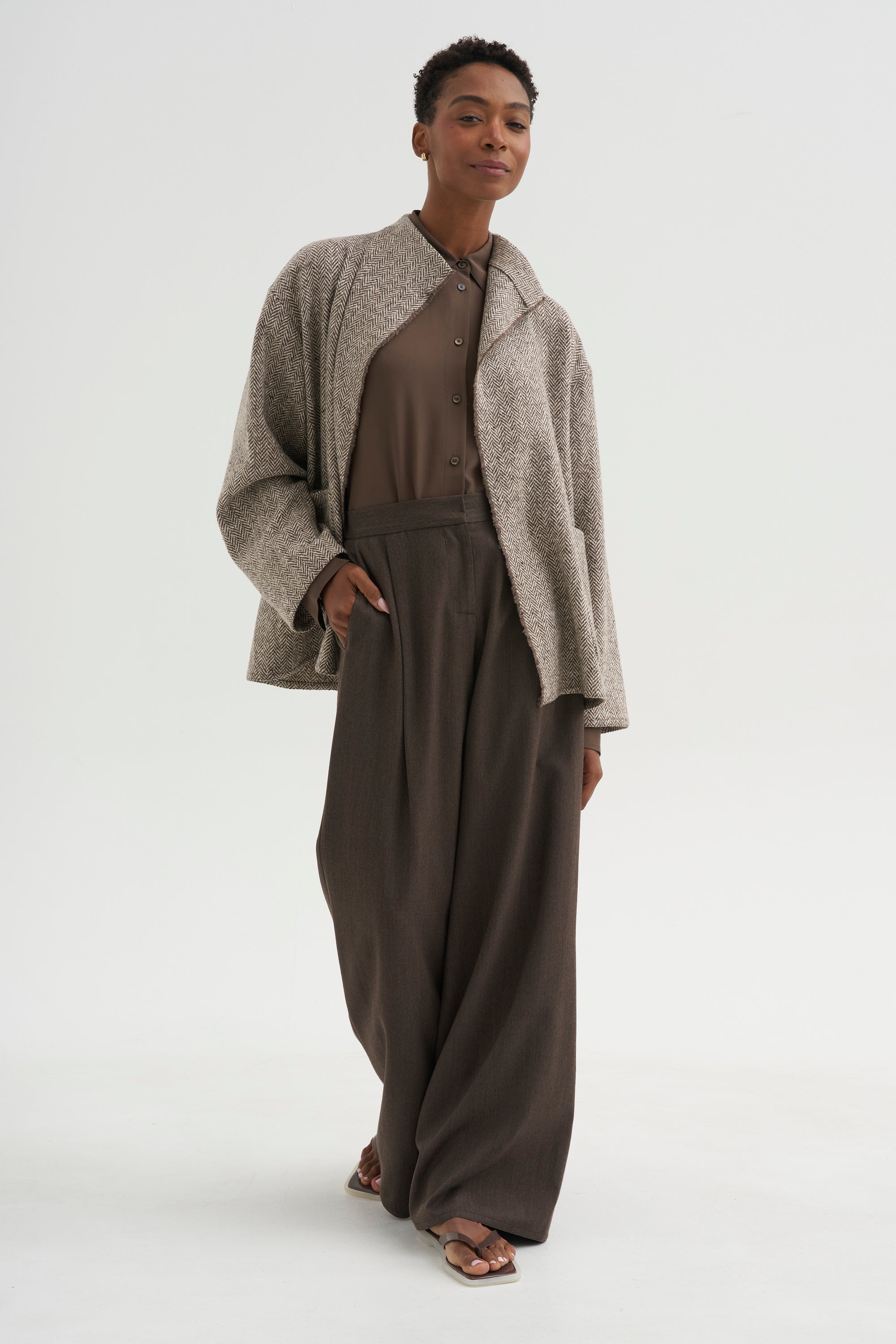 Full Pants - Spigato, Dark Taupe
