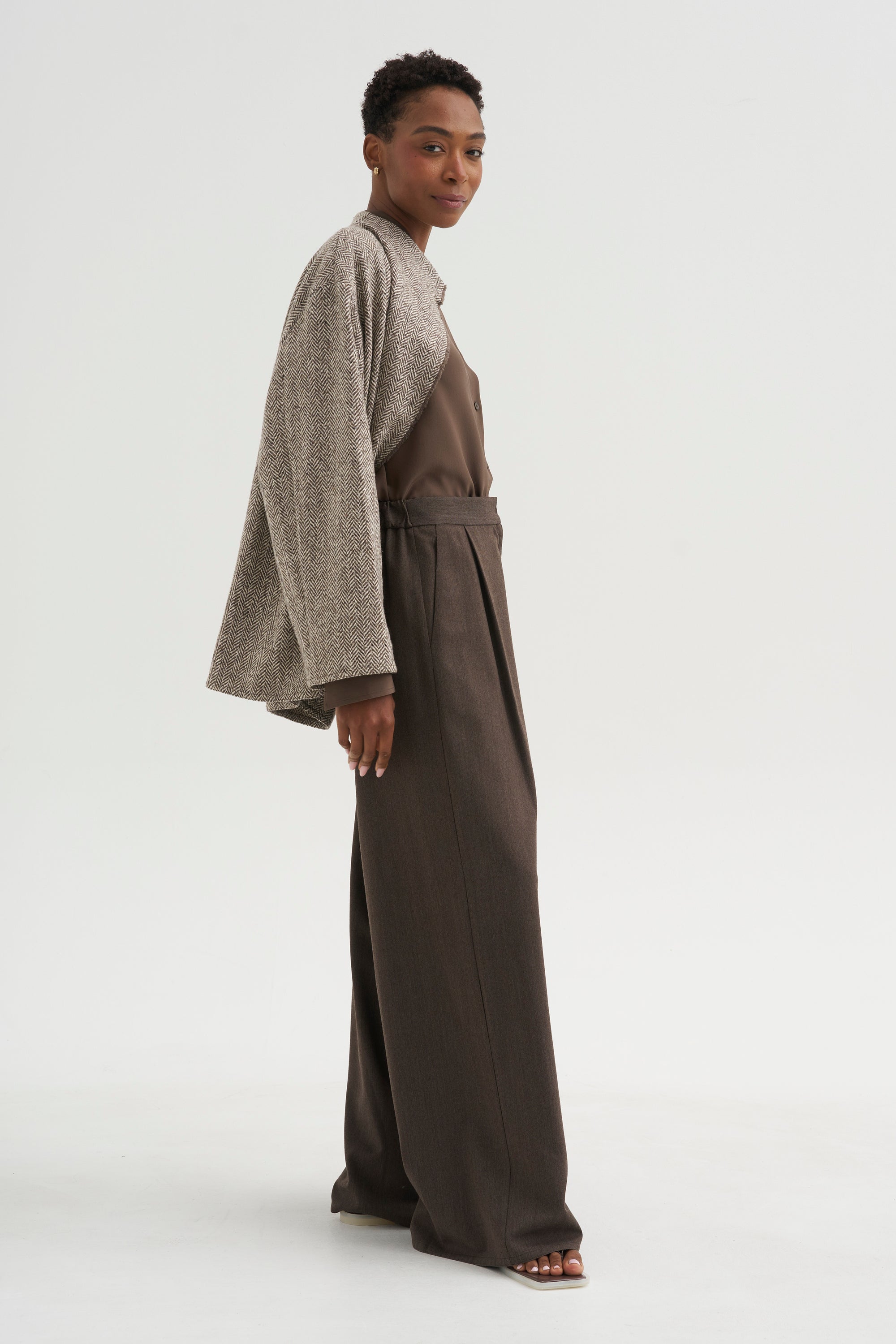 Full Pants - Spigato, Dark Taupe