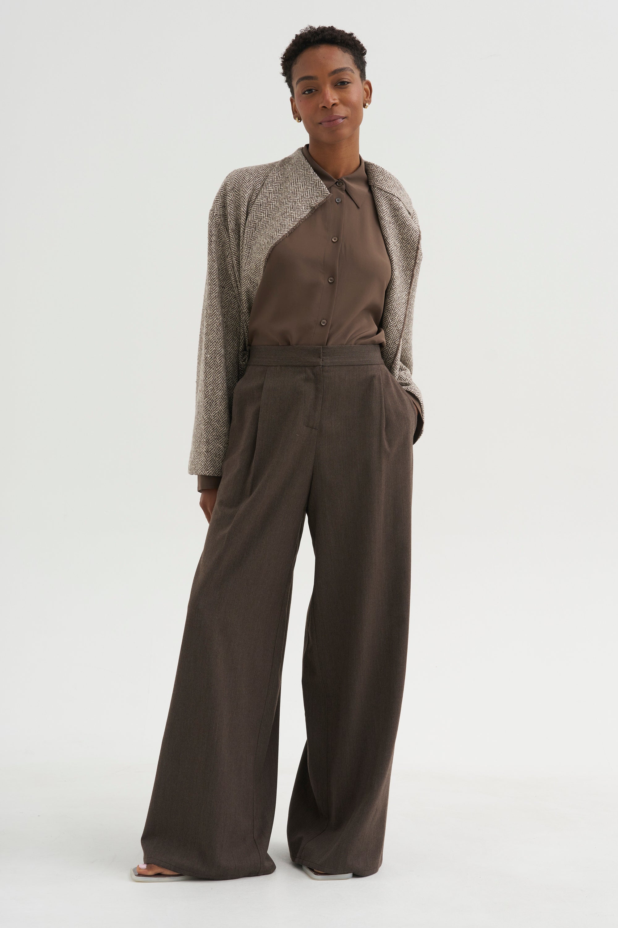 Full Pants - Spigato, Dark Taupe