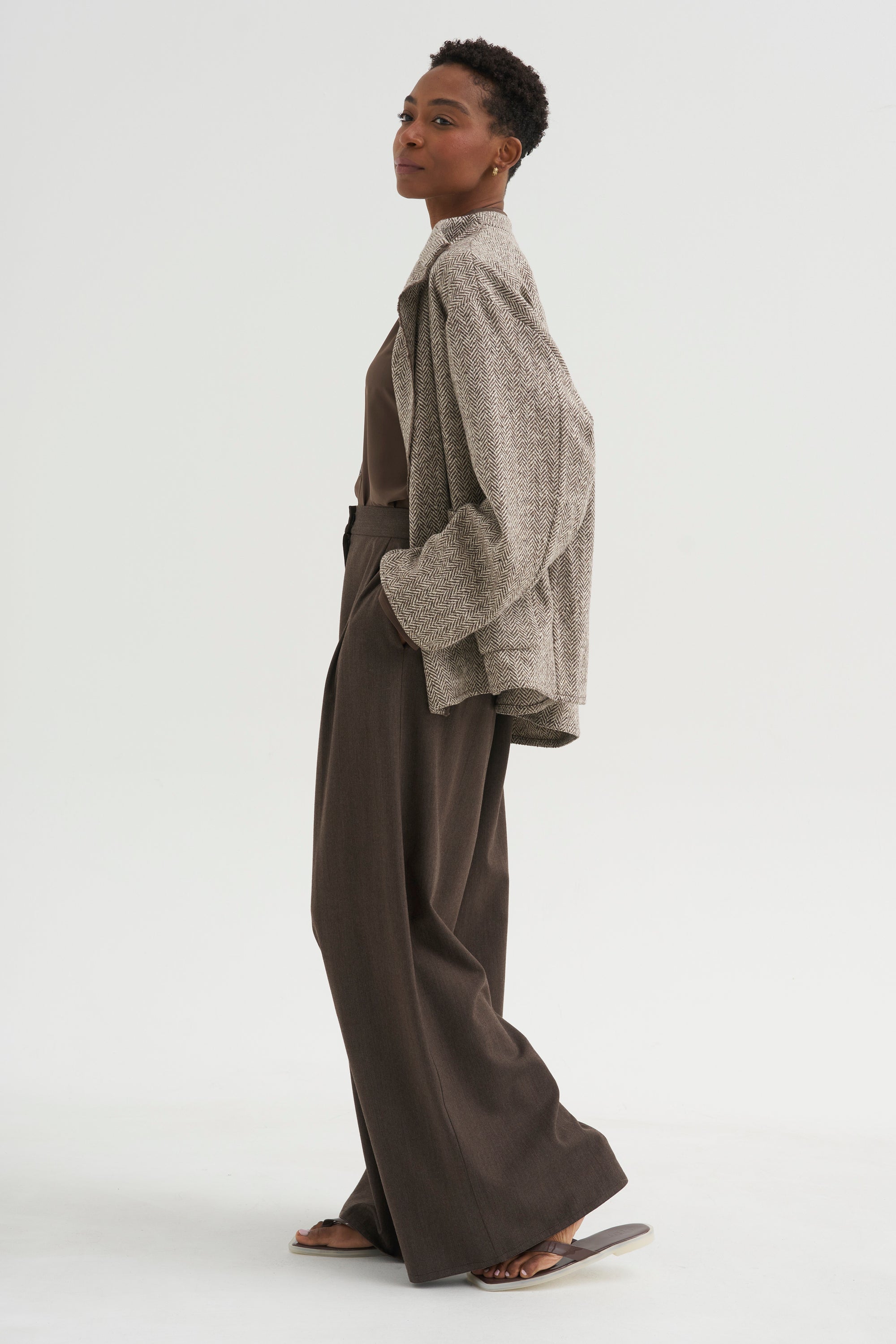 Full Pants - Spigato, Dark Taupe