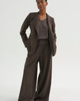 Loose Blazer - Spigato, Dark Taupe