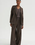 Loose Blazer - Spigato, Dark Taupe