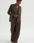 Loose Blazer - Spigato, Dark Taupe