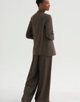 Loose Blazer - Spigato, Dark Taupe