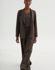 Loose Blazer - Spigato, Dark Taupe