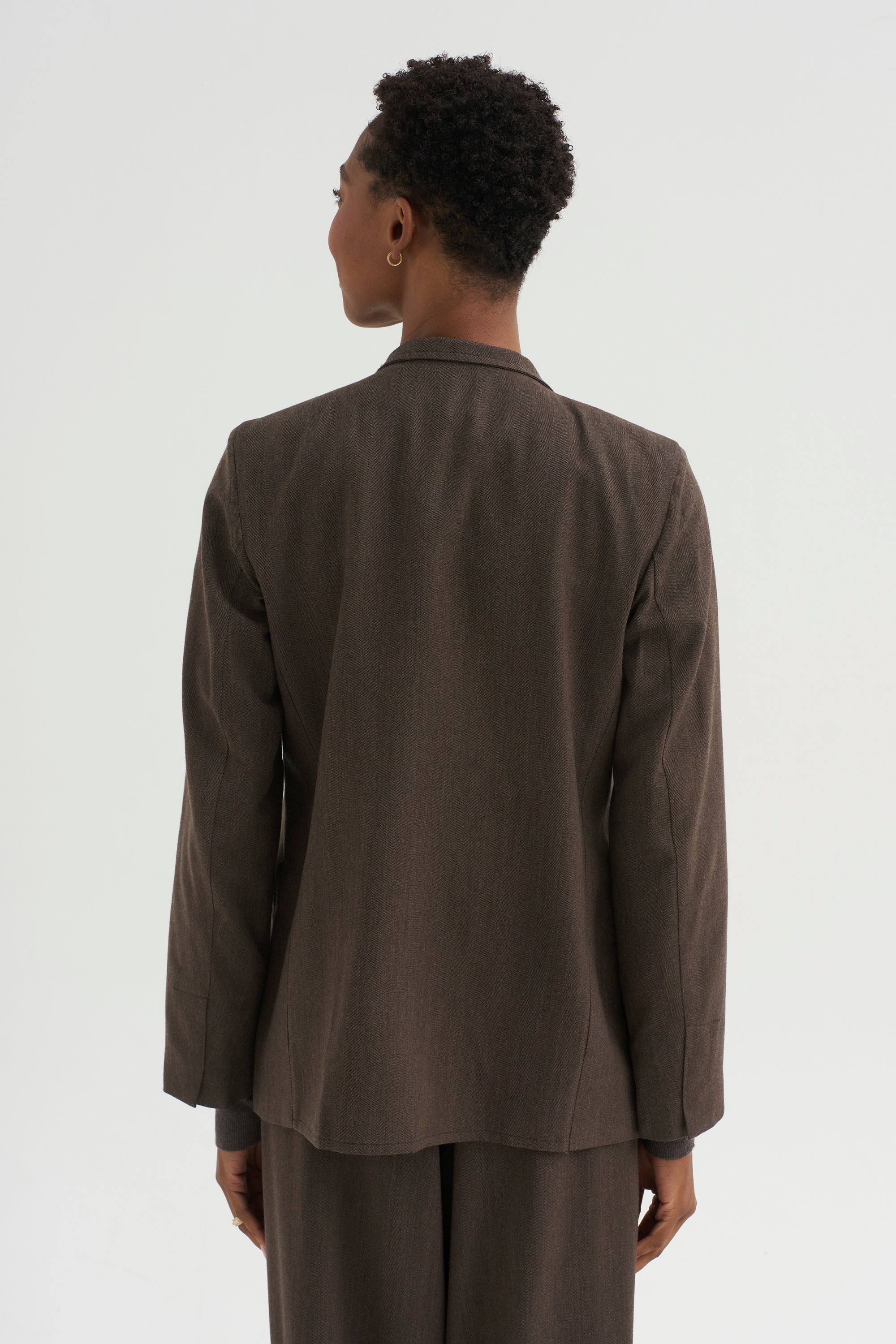 Loose Blazer - Spigato, Dark Taupe