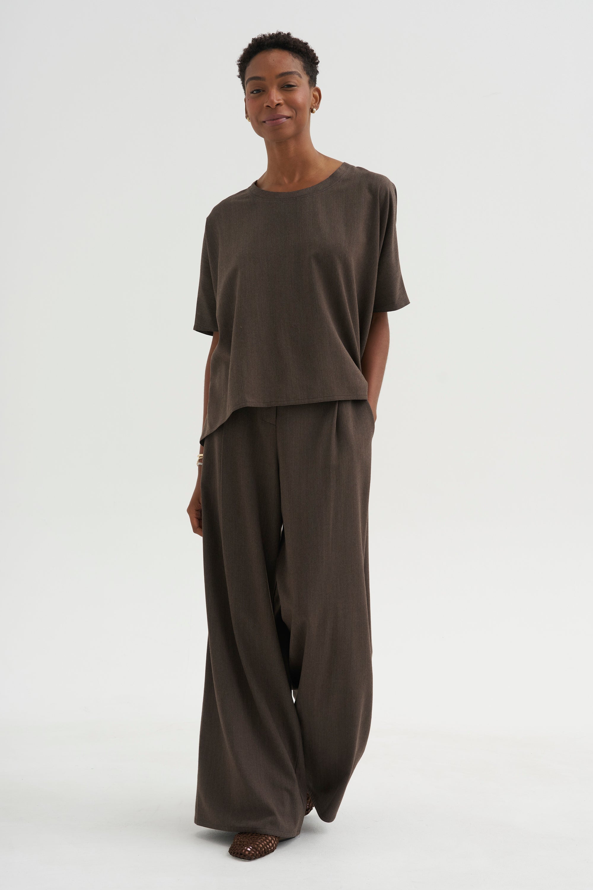 Easy T-Shirt - Spigato, Dark Taupe