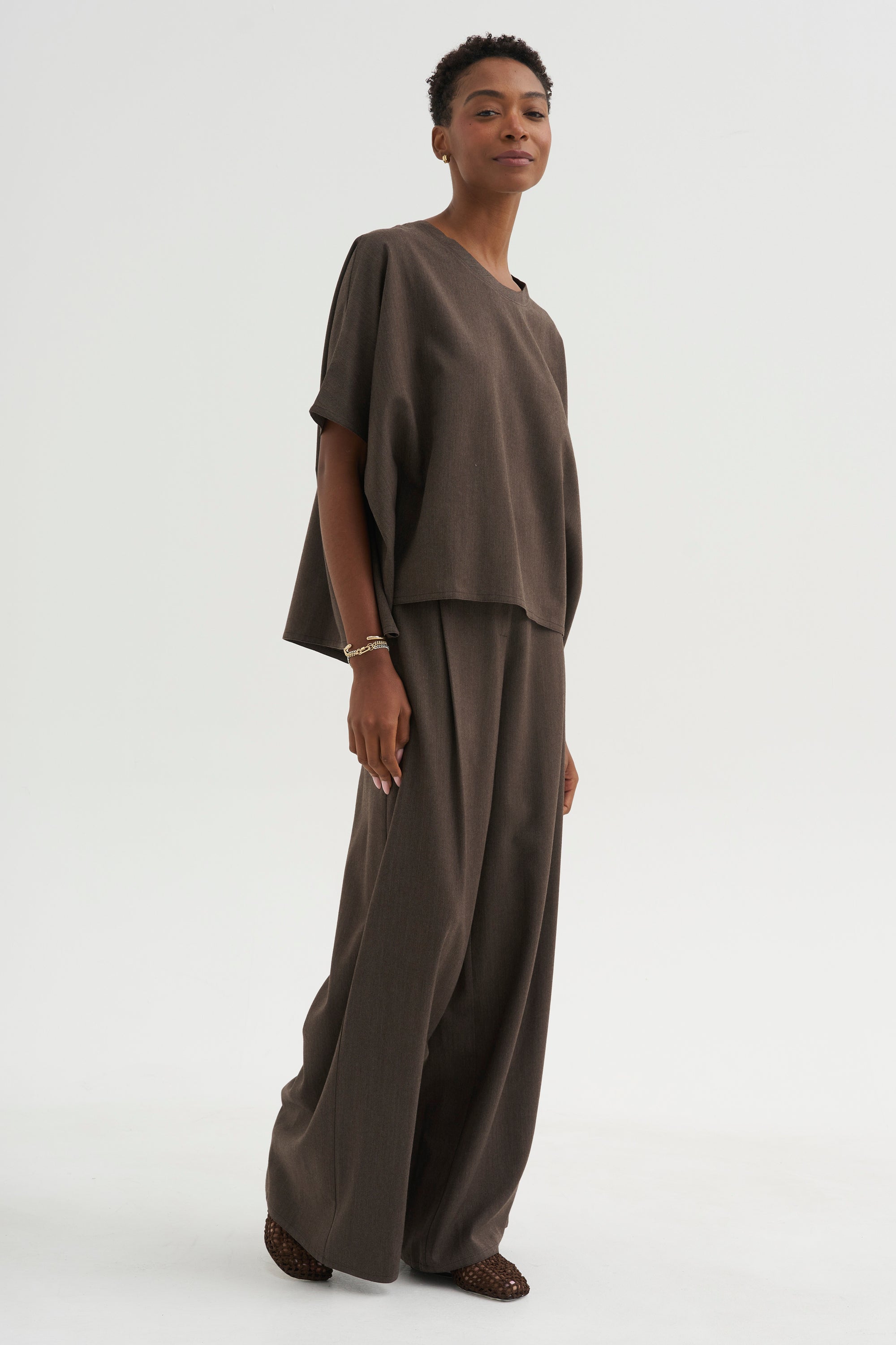 Easy T-Shirt - Spigato, Dark Taupe