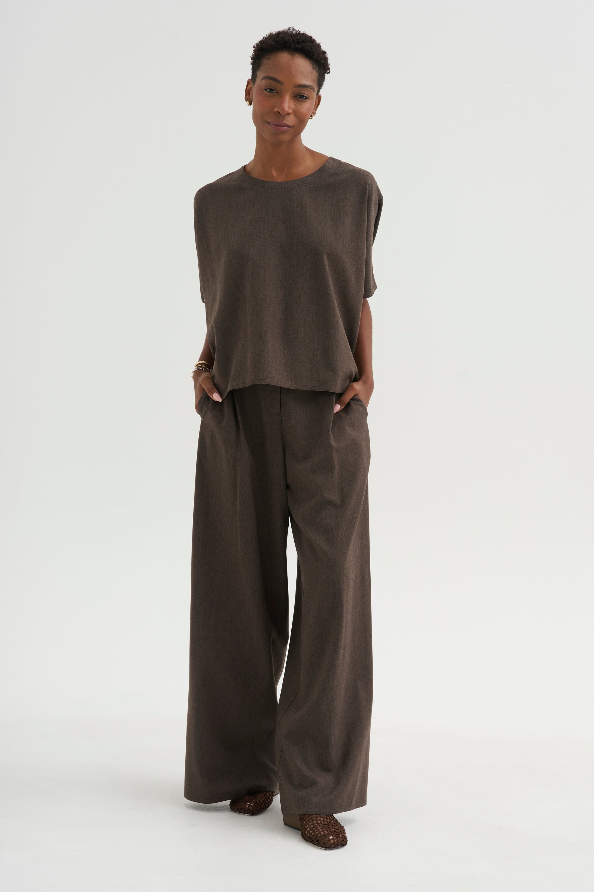 Easy T-Shirt - Spigato, Dark Taupe