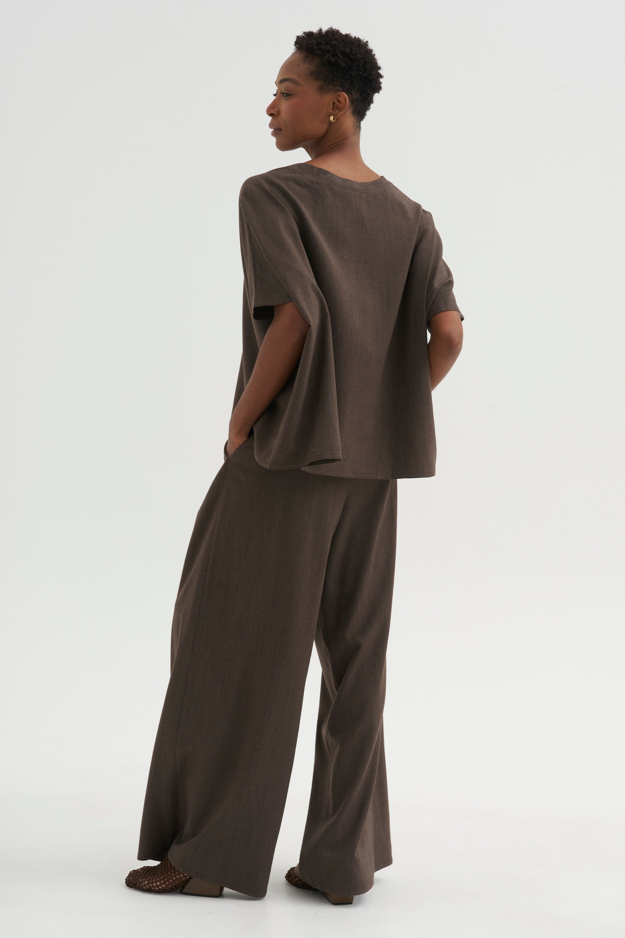 Easy T-Shirt - Spigato, Dark Taupe
