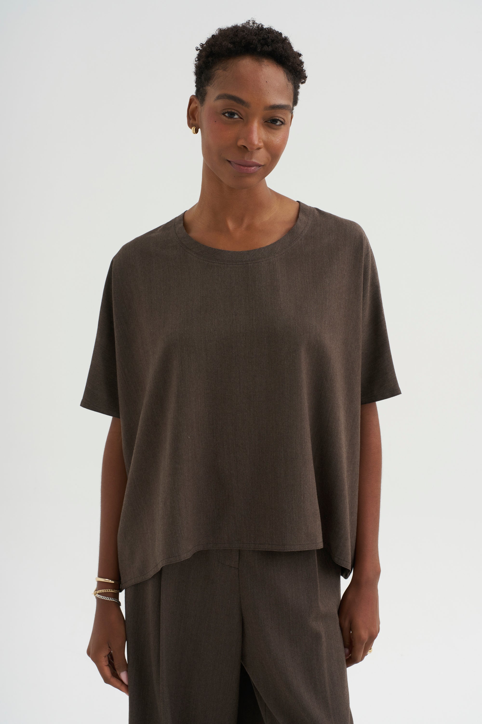 Easy T-Shirt - Spigato, Dark Taupe