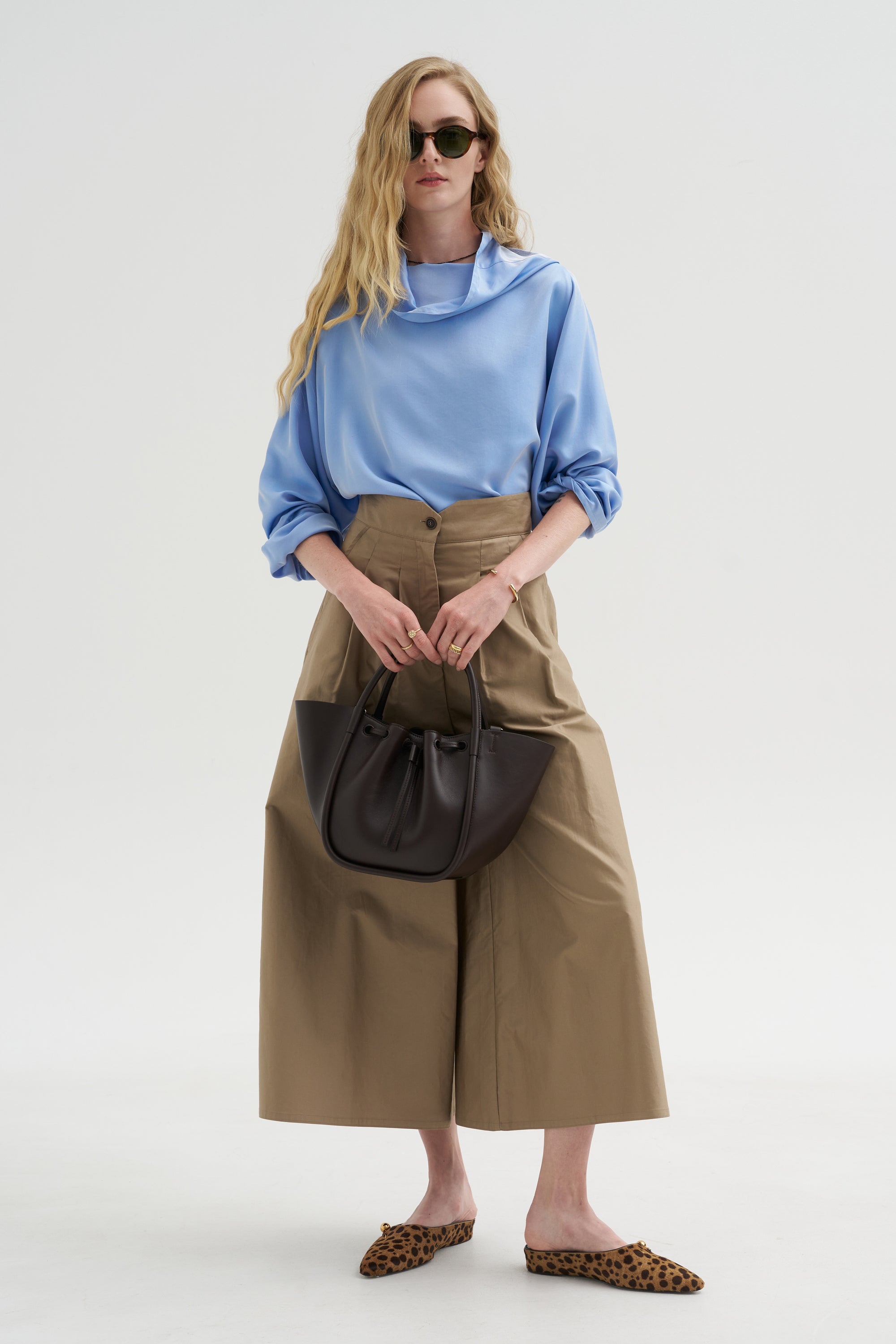 Batwing Turtleneck Oversized Shirt, Cielo