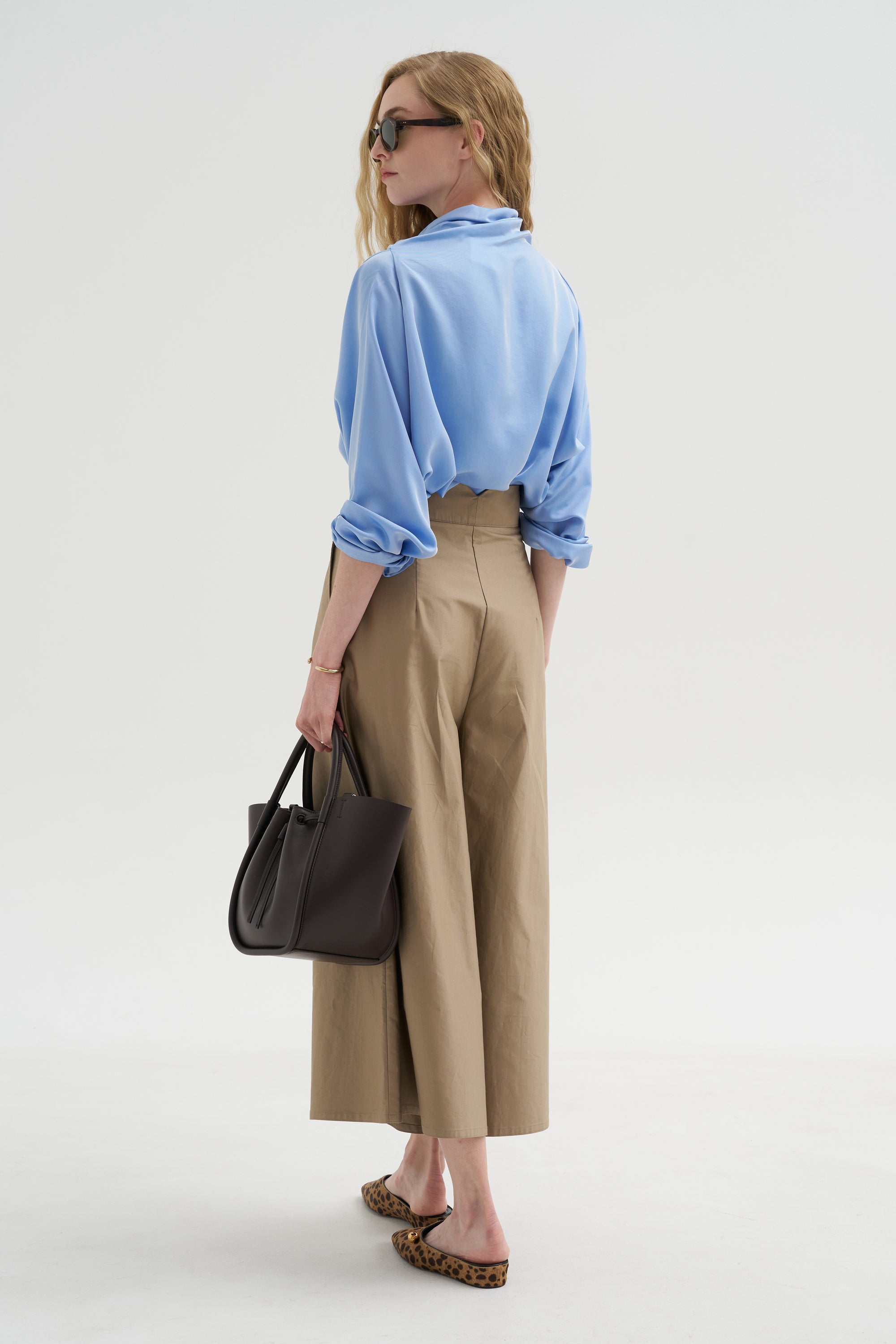 Batwing Turtleneck Oversized Shirt, Cielo