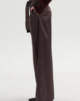 Wide Leg Pants with Belt, Black Wood