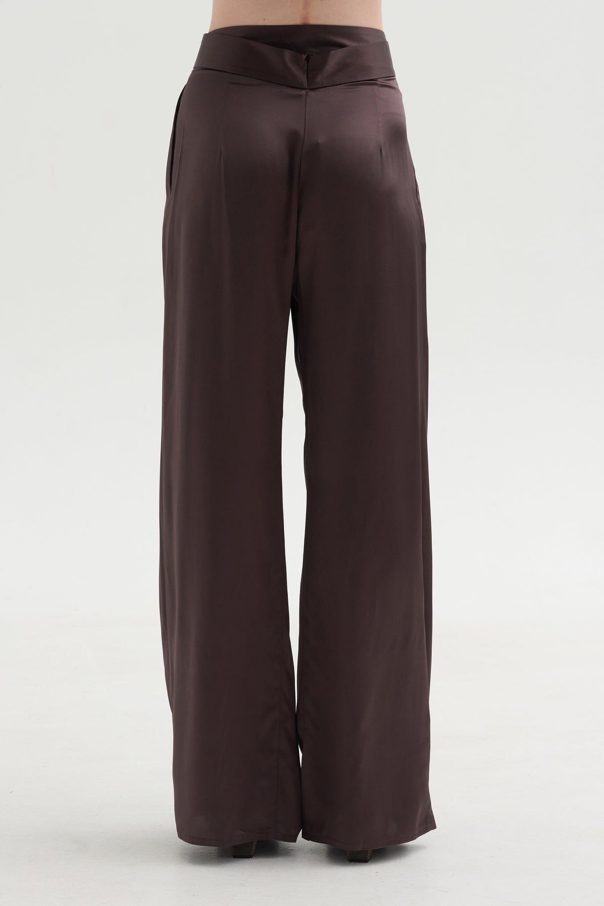 Wide Leg Pants with Belt, Black Wood