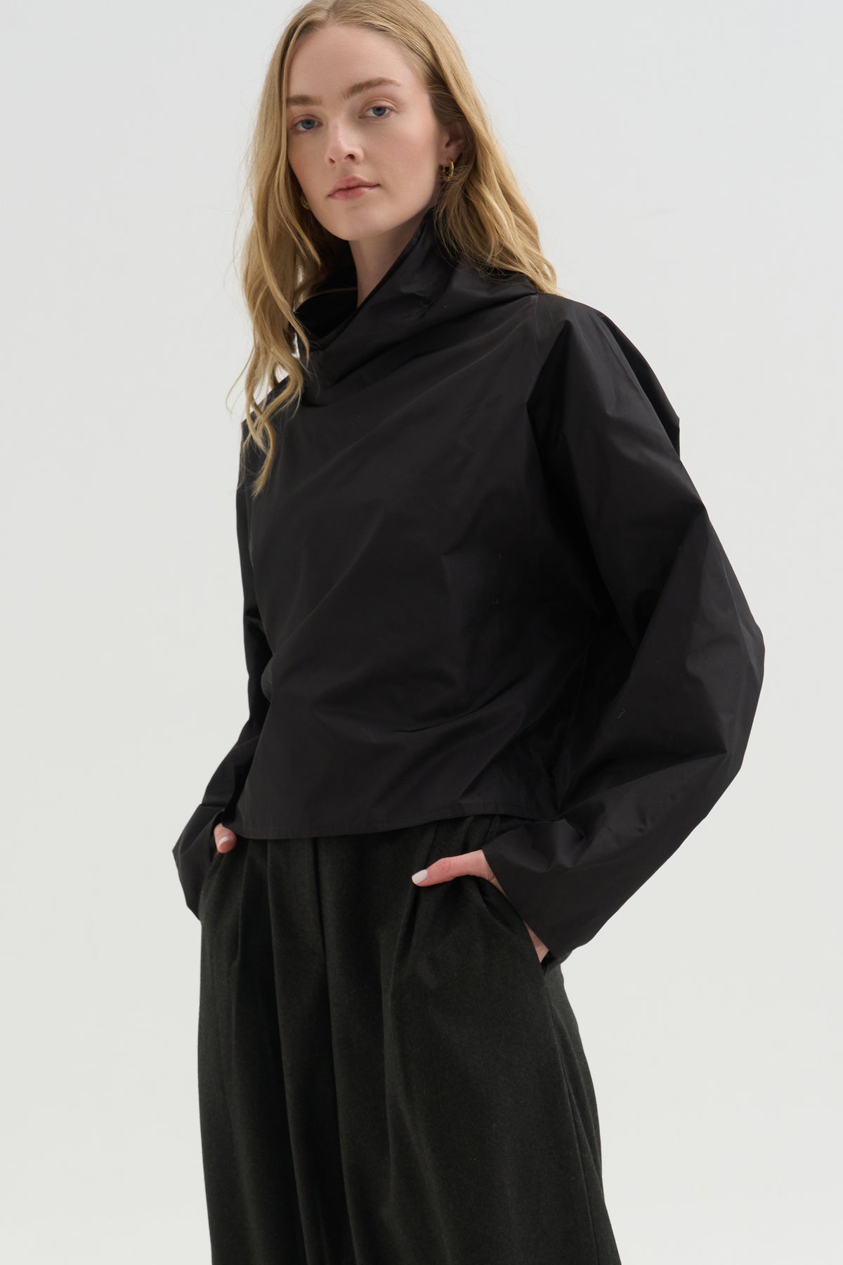 Batwing Turtleneck Oversized T-Shirt, Black