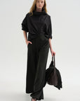 Batwing Turtleneck Oversized T-Shirt, Black