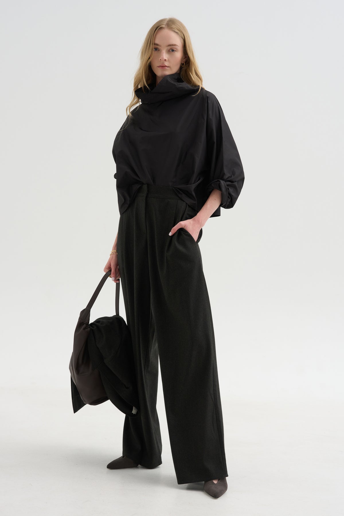 Batwing Turtleneck Oversized T-Shirt, Black